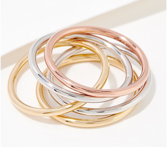 EternaGold Set of 5 Polished Rolling Rings, 14K Gold
