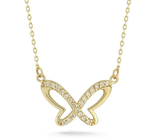Luminosa Gold Diamond Butterfly Pendant w/ Chai n, 14K
