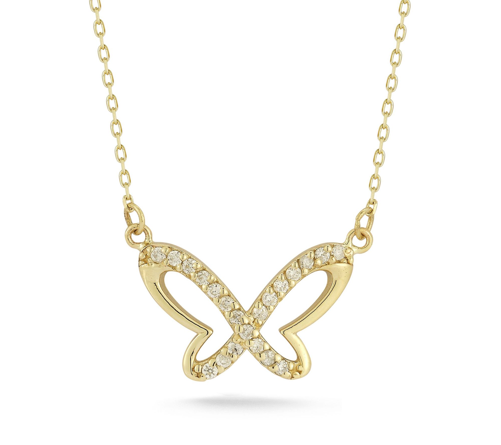 Luminosa Gold Diamond Butterfly Pendant w/ Chai n, 14K
