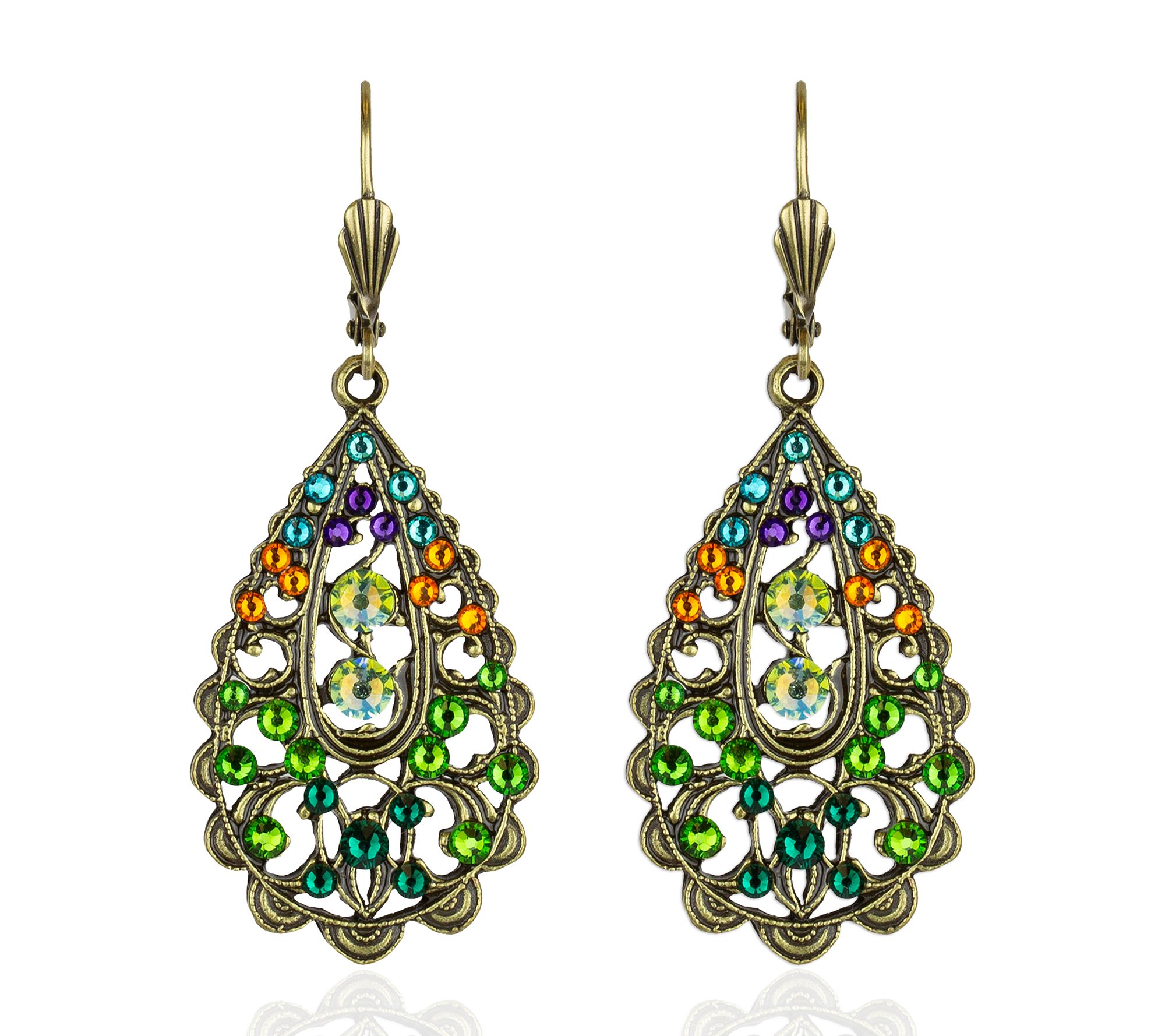 Anne Koplik Crystal Spice Filigree Teardrop Earrings