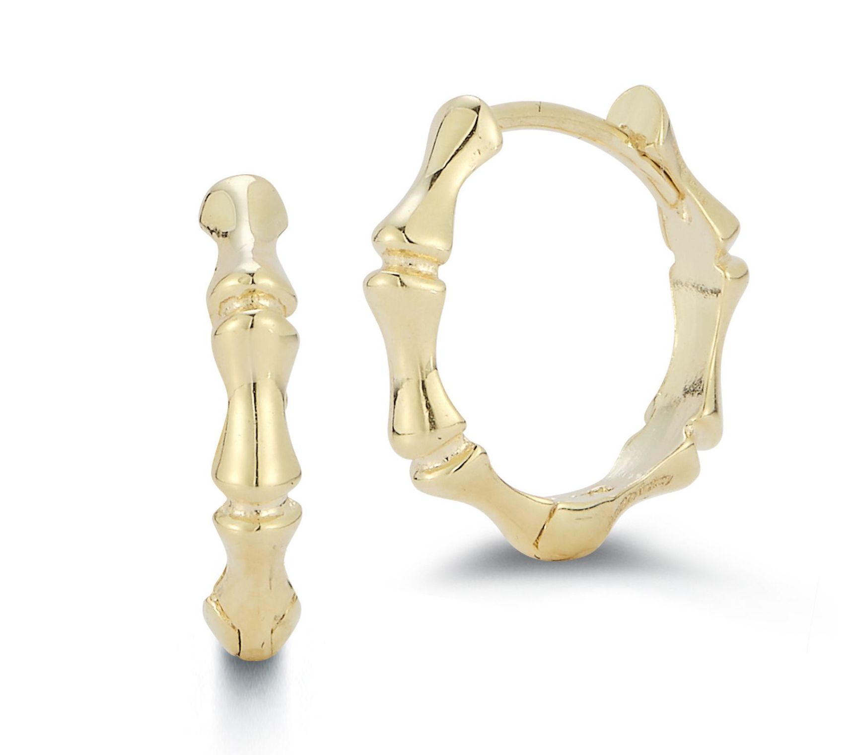 Luminosa Gold Bamboo Huggie Hoop Earrings, 14K