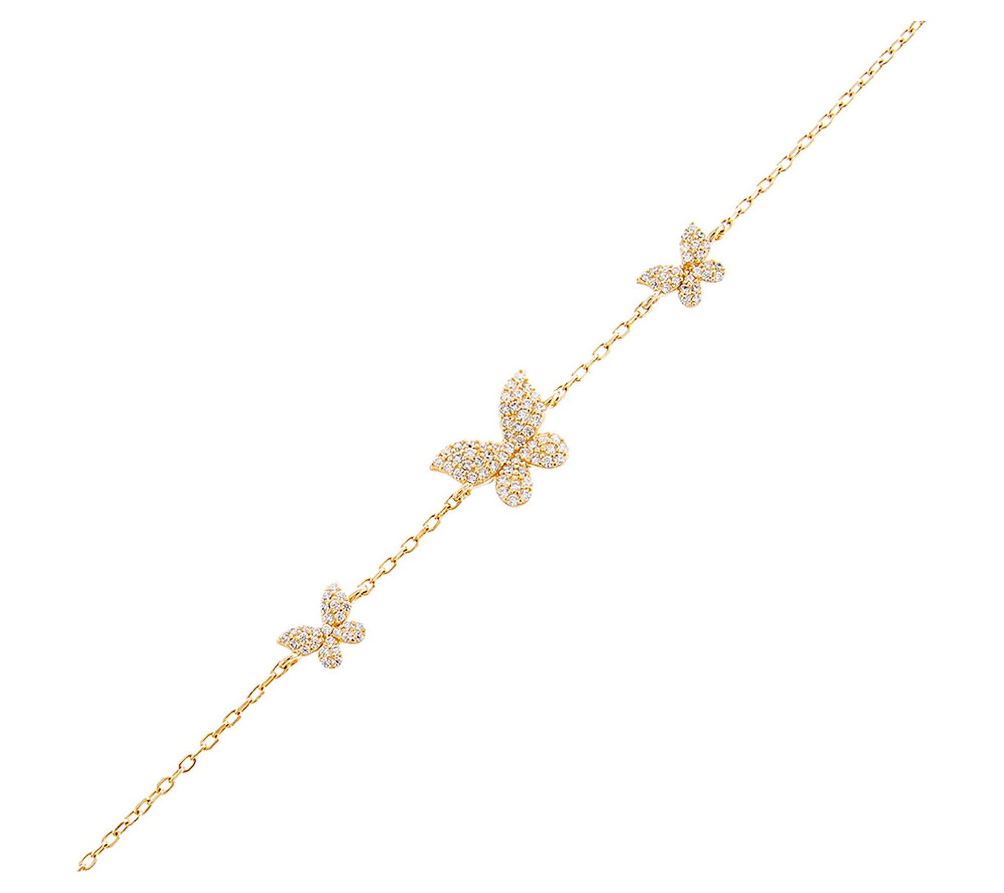 Adina Eden 14K Gold Plated Pave Butterfly Station Bracelet