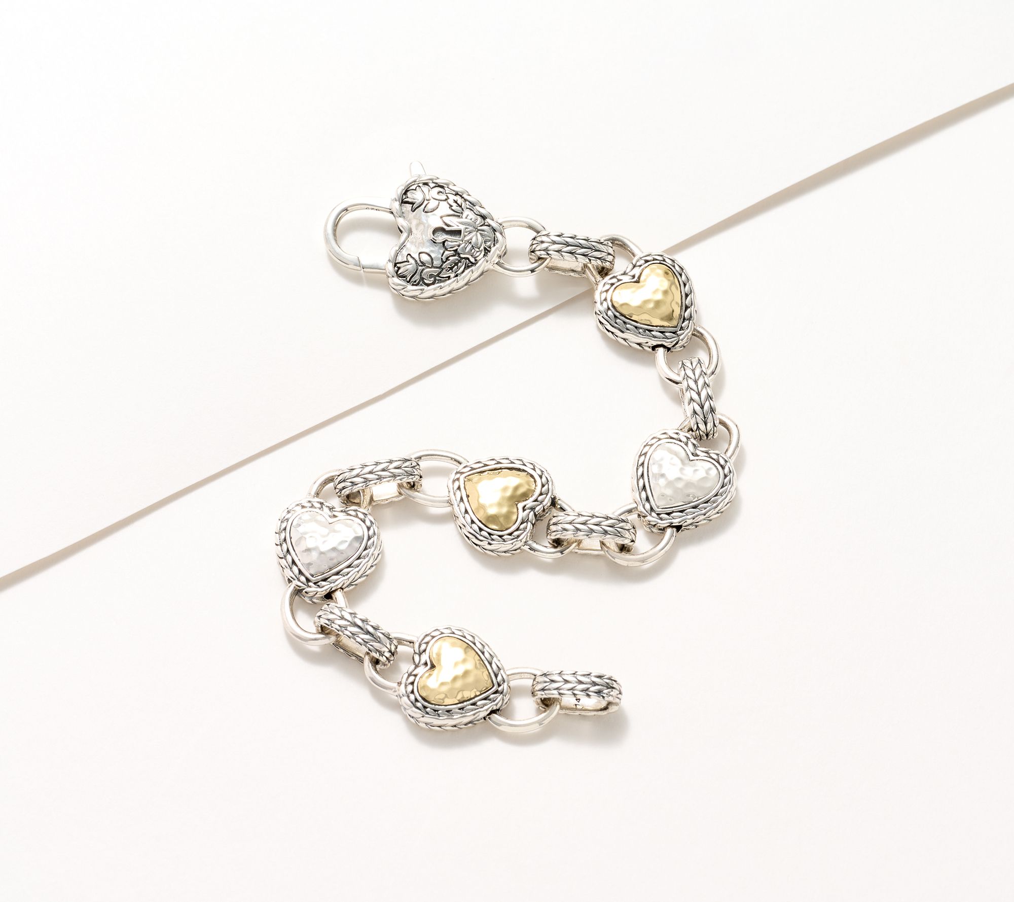 Diamond Heart Lock & Key Braided Mesh Bangle Bracelet (1/4 ct. t.w.) in  Sterling Silver & 14k Rose Gold-Plate