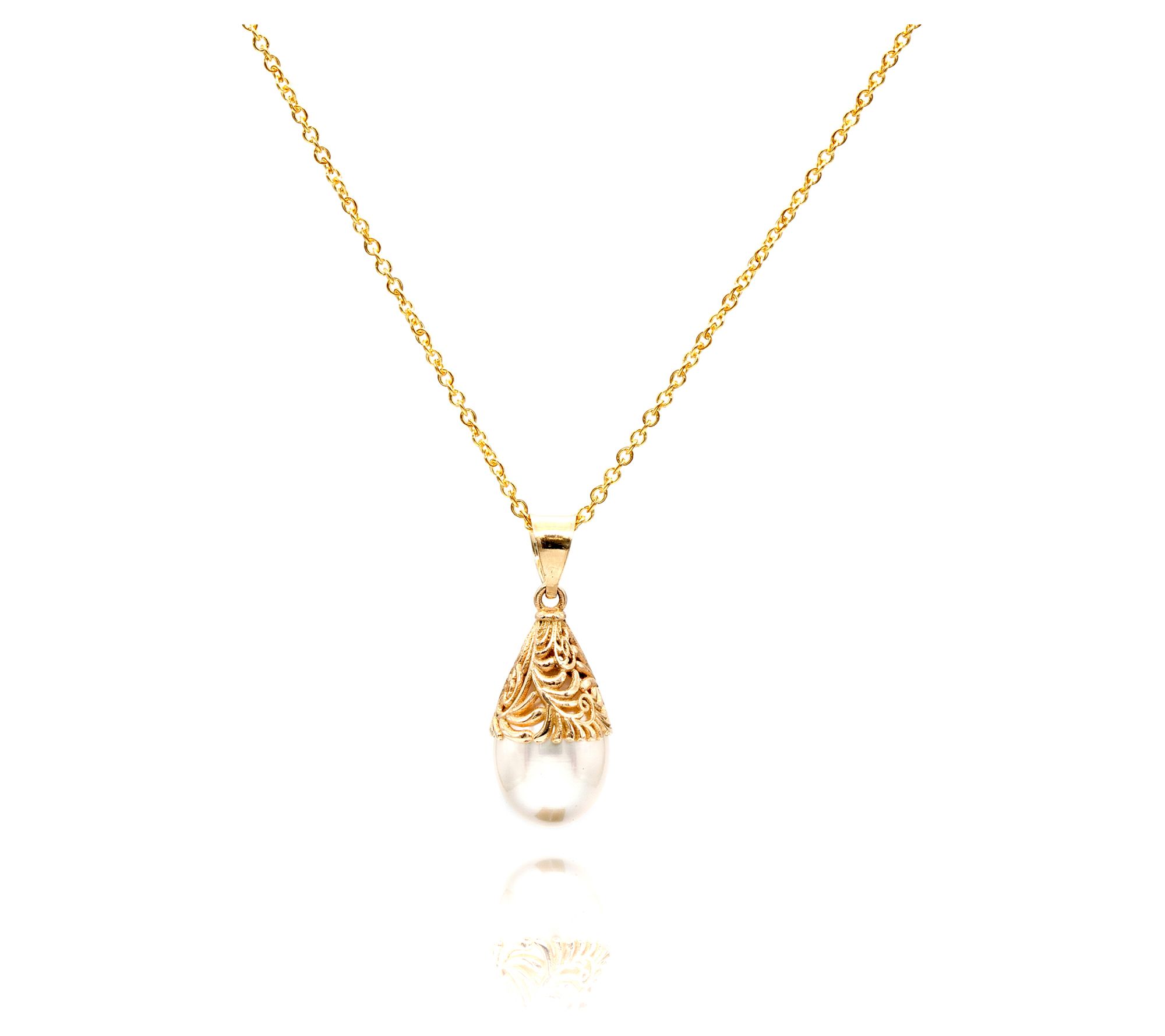Adi Paz 14K Gold Cultured Pearl Textured Pendant w/ Chain - QVC.com