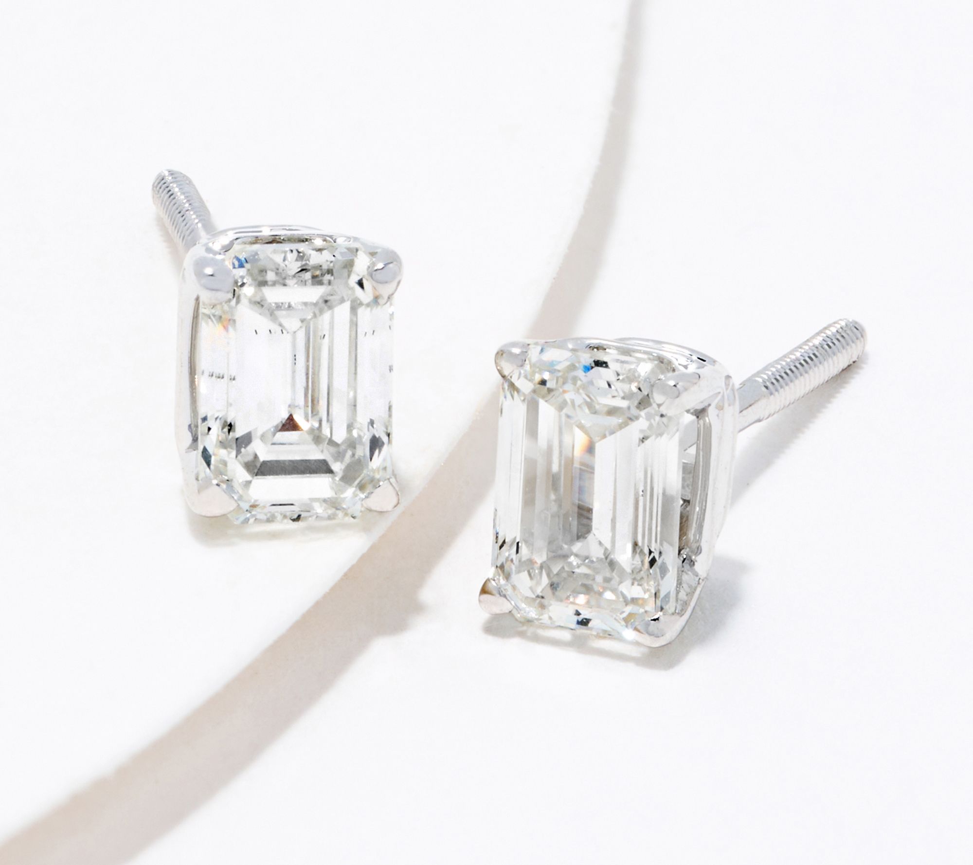 Estate Vintage 14K White Gold Diamond Stud Earrings Raised Setting