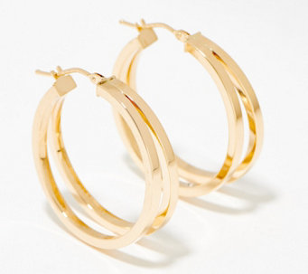 EternaGold 14K Gold Double Hoop 1" Earrings, 2.5g