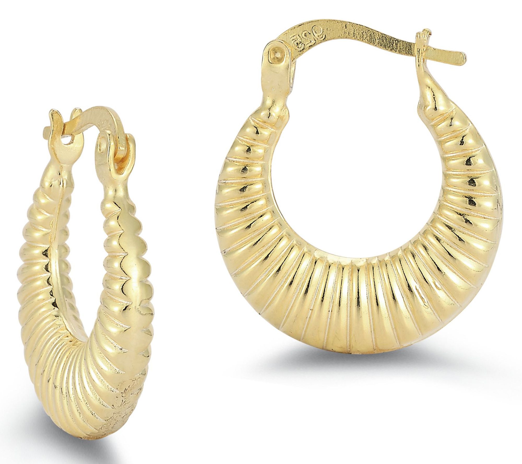 Sterlina Silver Round Ribbed Hoop Earrings, Sterling