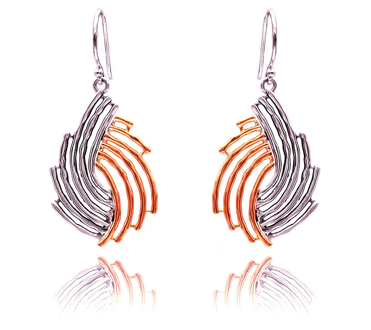 Or Paz Sterling Silver Two-Tone Swirl Dangle Earrings