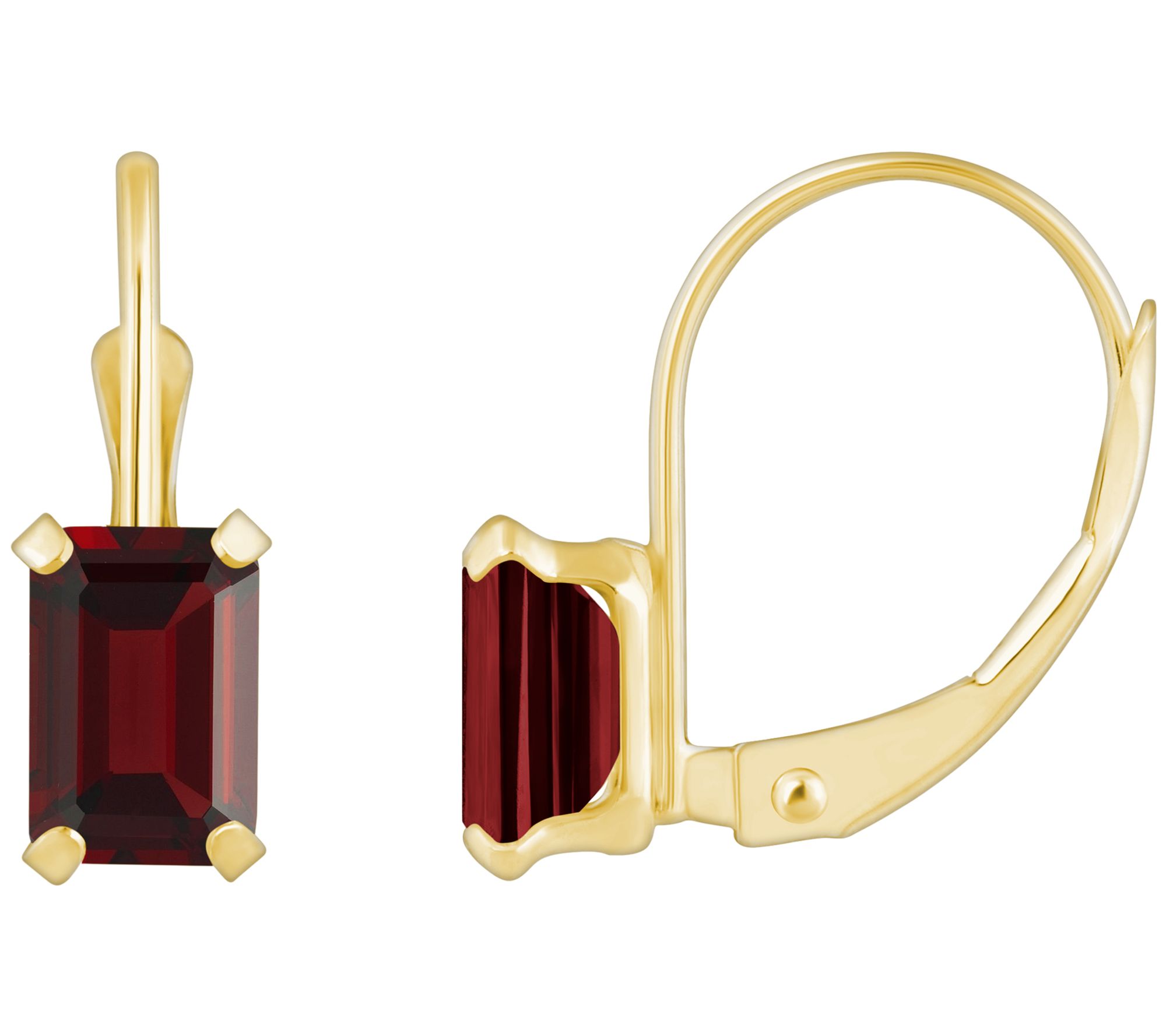 Affinity Gems Emerald Cut Leverback Earrings, 10K Gold