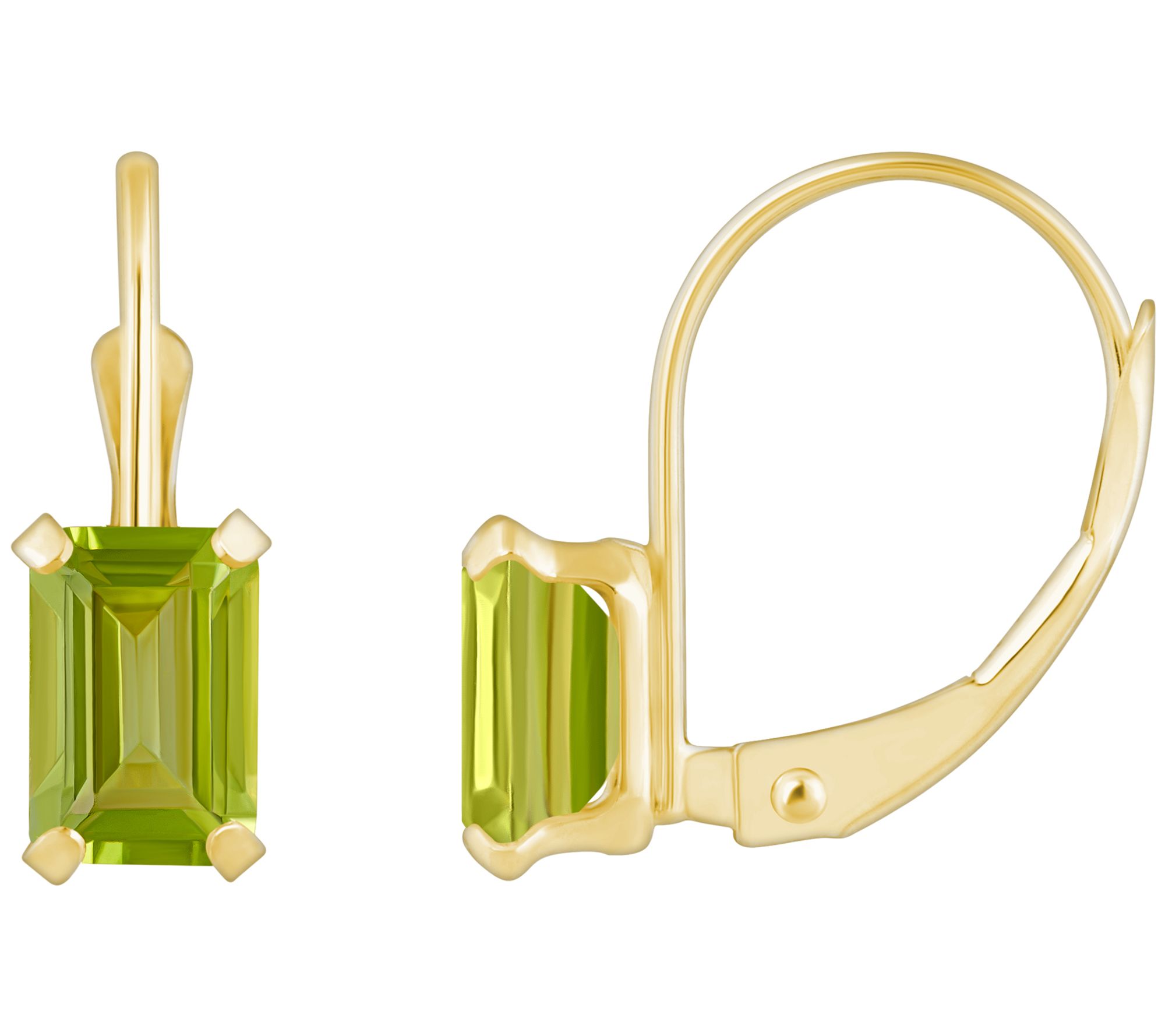 Affinity Gems Emerald Cut Leverback Earrings, 10K Gold