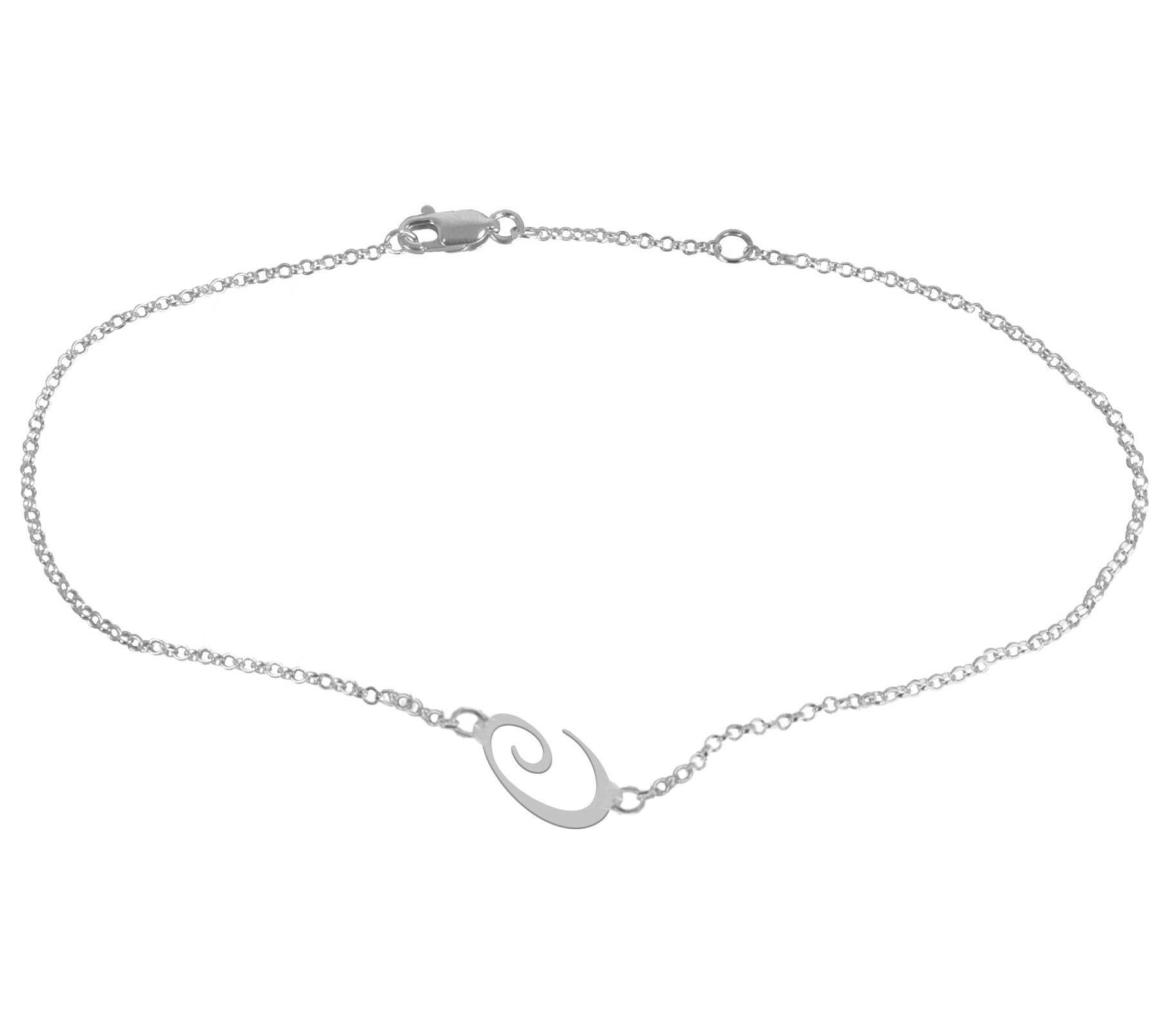Personalized Sterling Silver Script Initial Ankle Bracelet