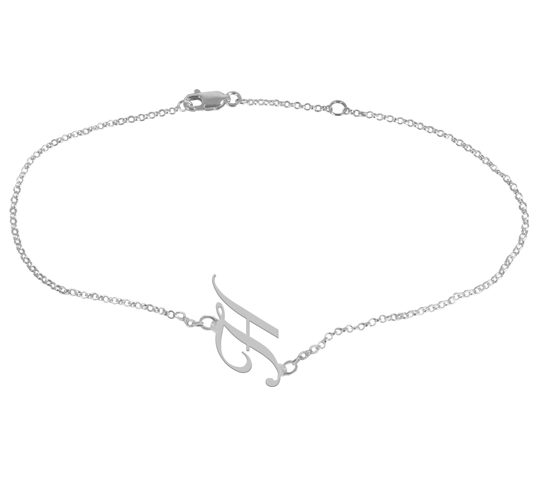 Personalized Sterling Silver Script Initial Ankle Bracelet