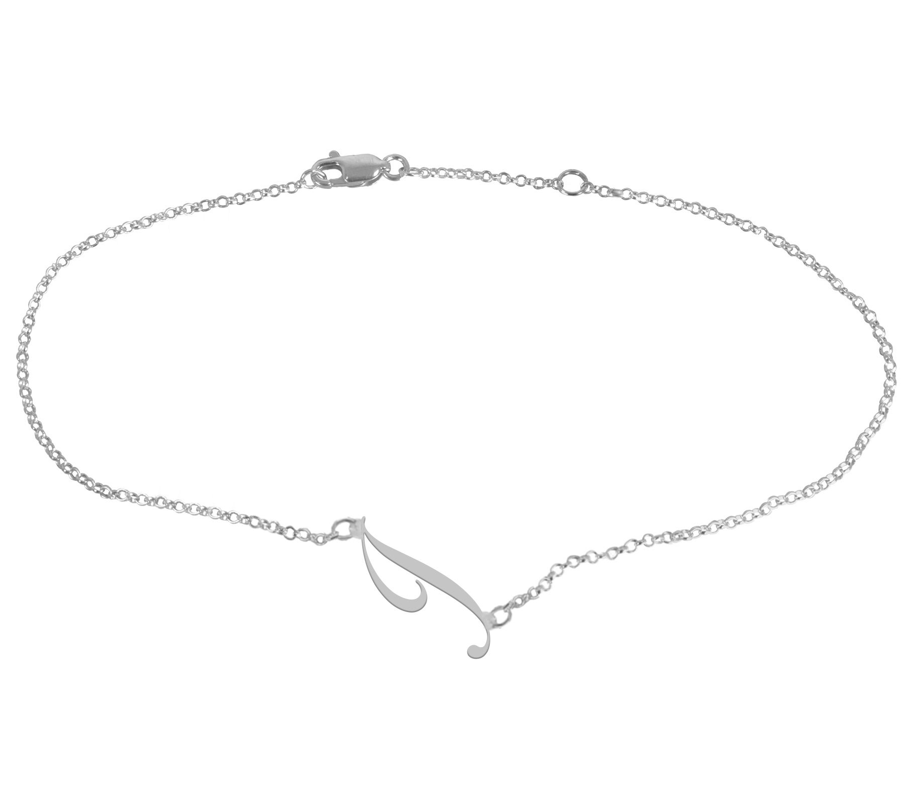 Personalized Sterling Silver Script Initial Ankle Bracelet