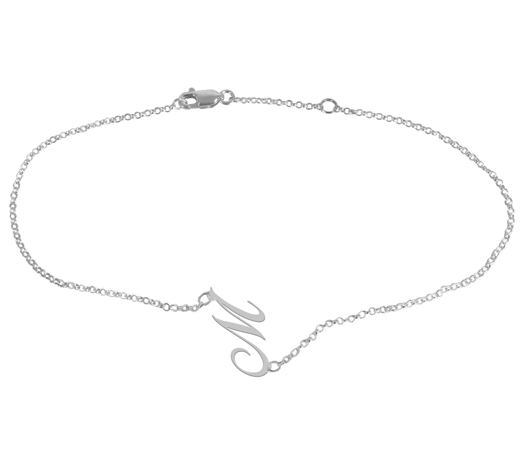 Personalized Sterling Silver Script Initial Ankle Bracelet