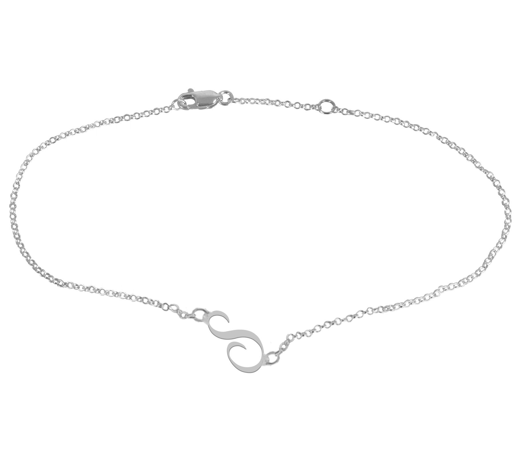 Personalized Sterling Silver Script Initial Ankle Bracelet