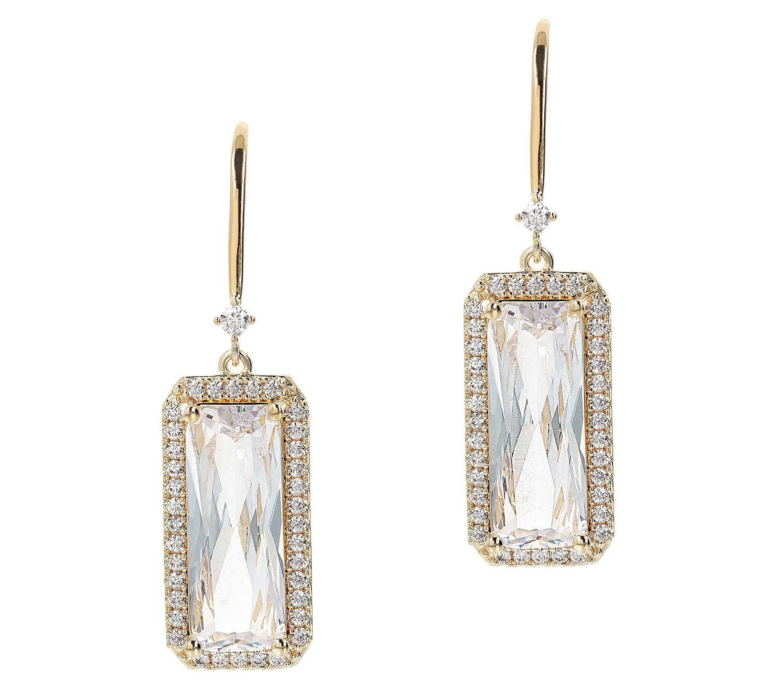 Diamonique x Bronzo Italia Rectangle Dangle Earrings