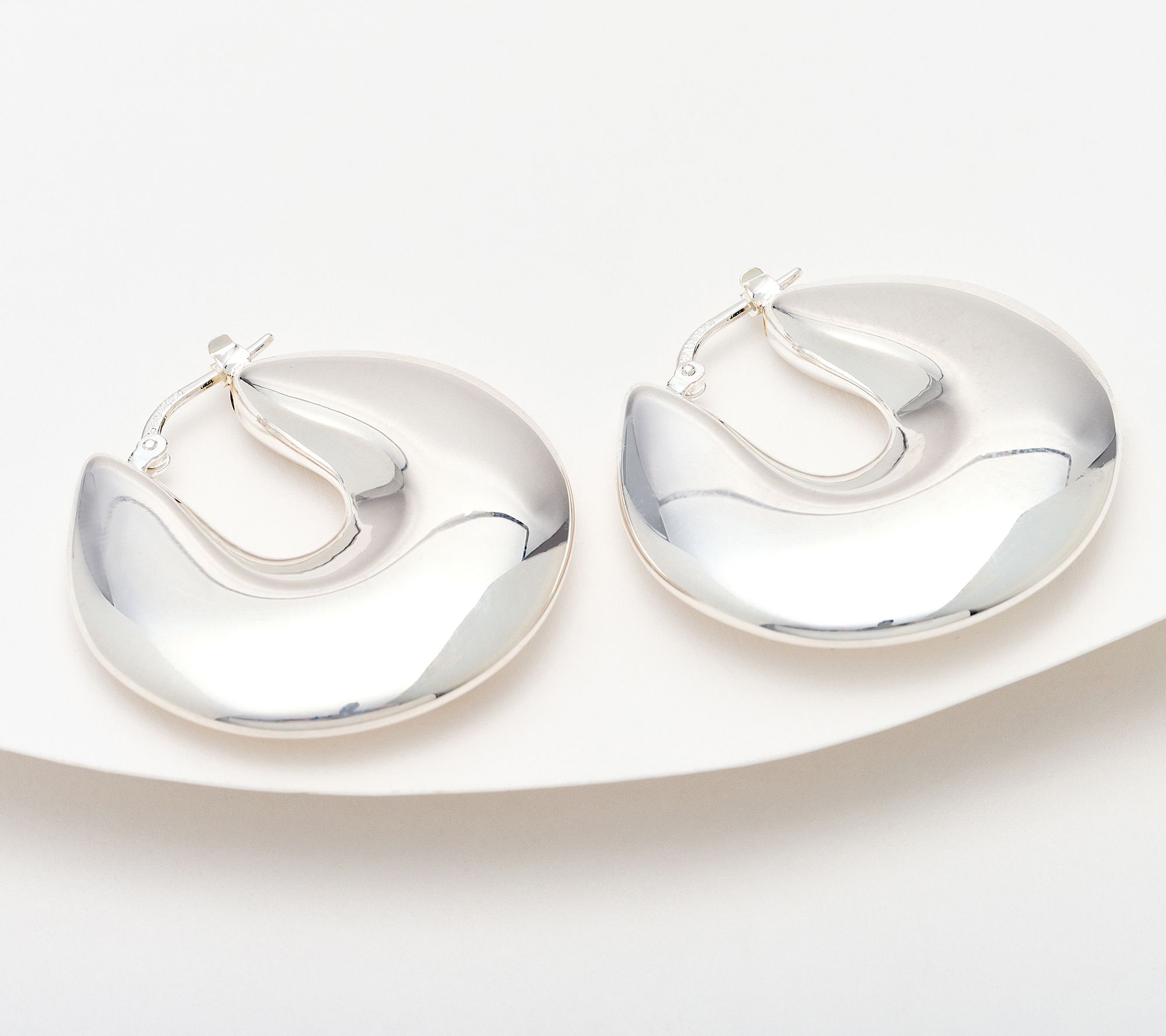 "As Is" UltraFine 950 Silver Polished Round 1-1/4" Hoop Earrings