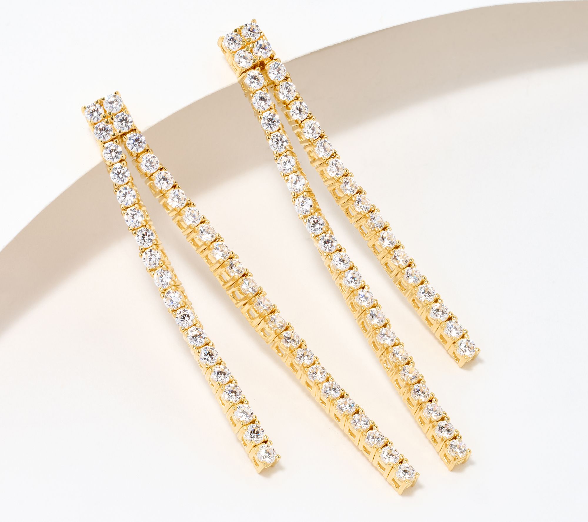 Diamonique Pave Chain Drop Earrings, Sterling Silver