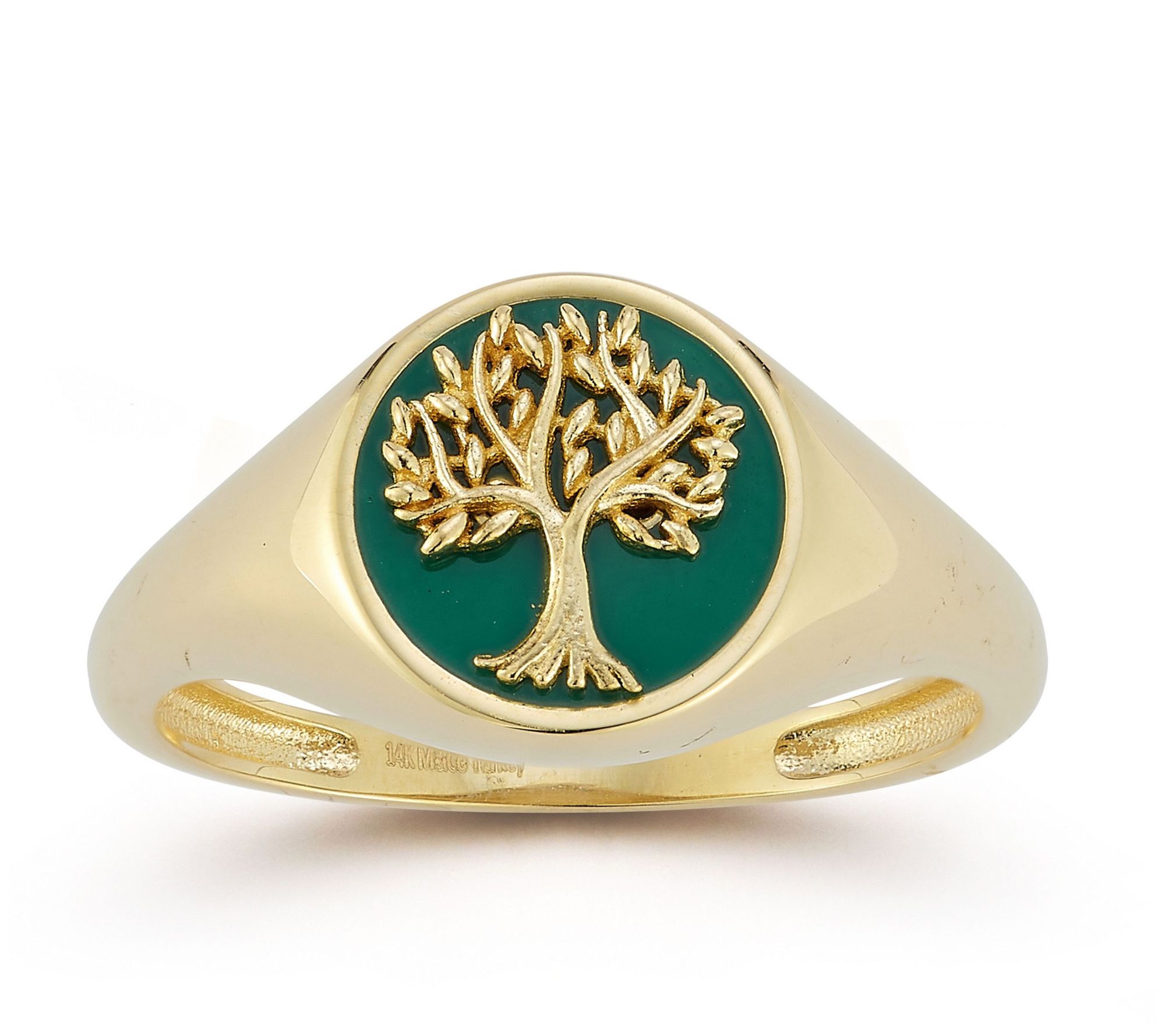 Luminosa Gold E namel Tree of L ife Signet Ring , 14K