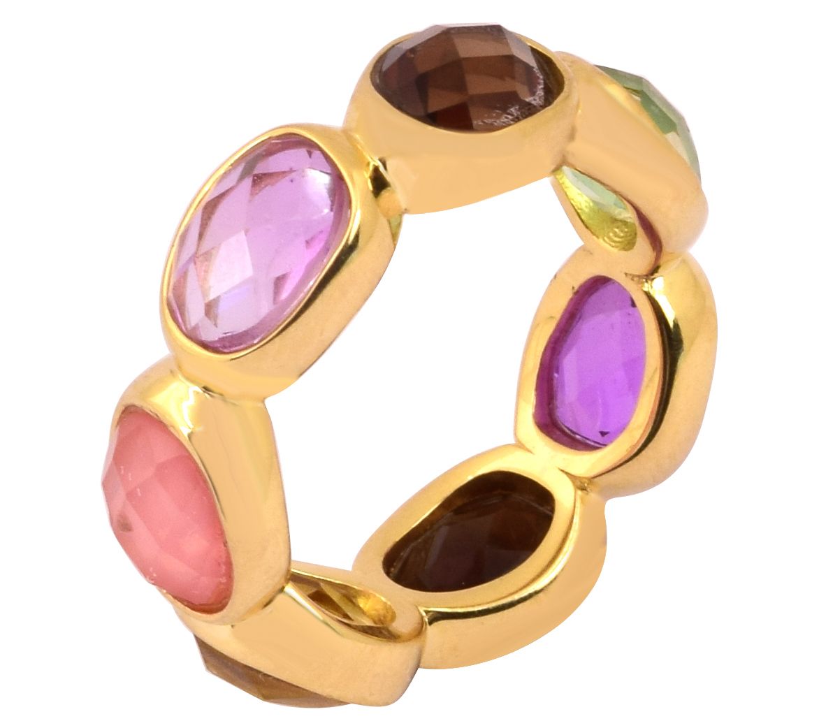 Affinity Gems Multi-Colored Quartz, 14K Gold Plated