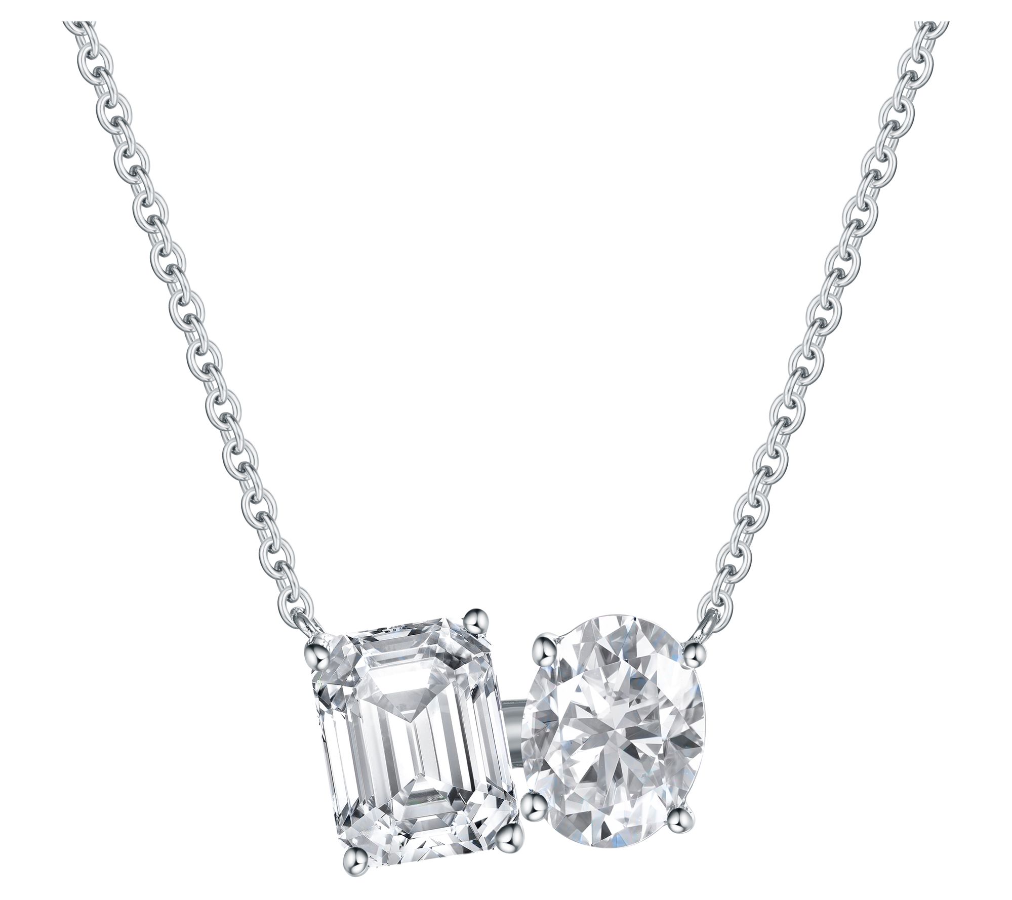 Moissanite Luxe 3.90 Multi-Cut Necklace, Sterling Silver