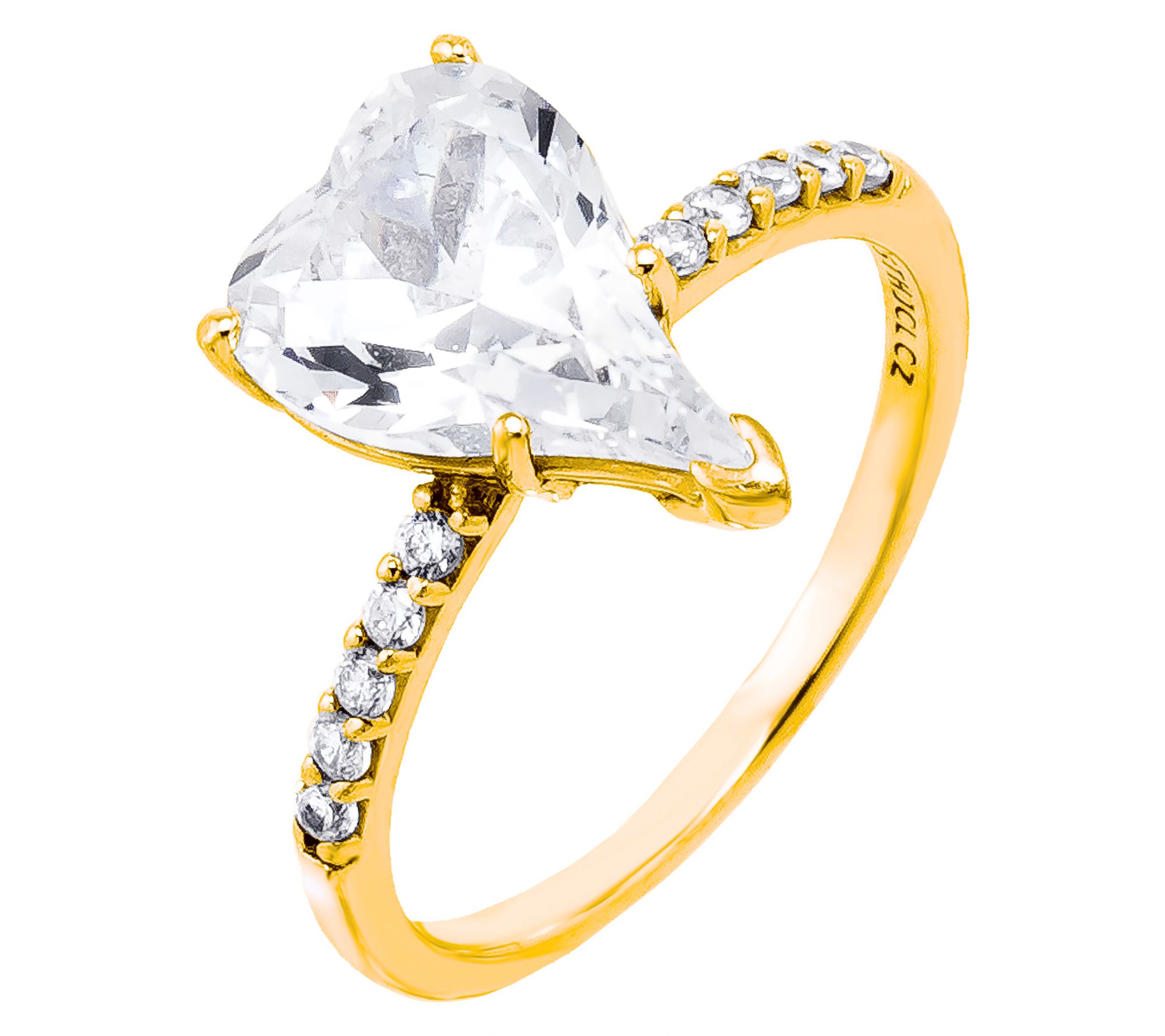 Diamonique X Jennifer Miller Elongated Heart Ring, Sterling - QVC.com