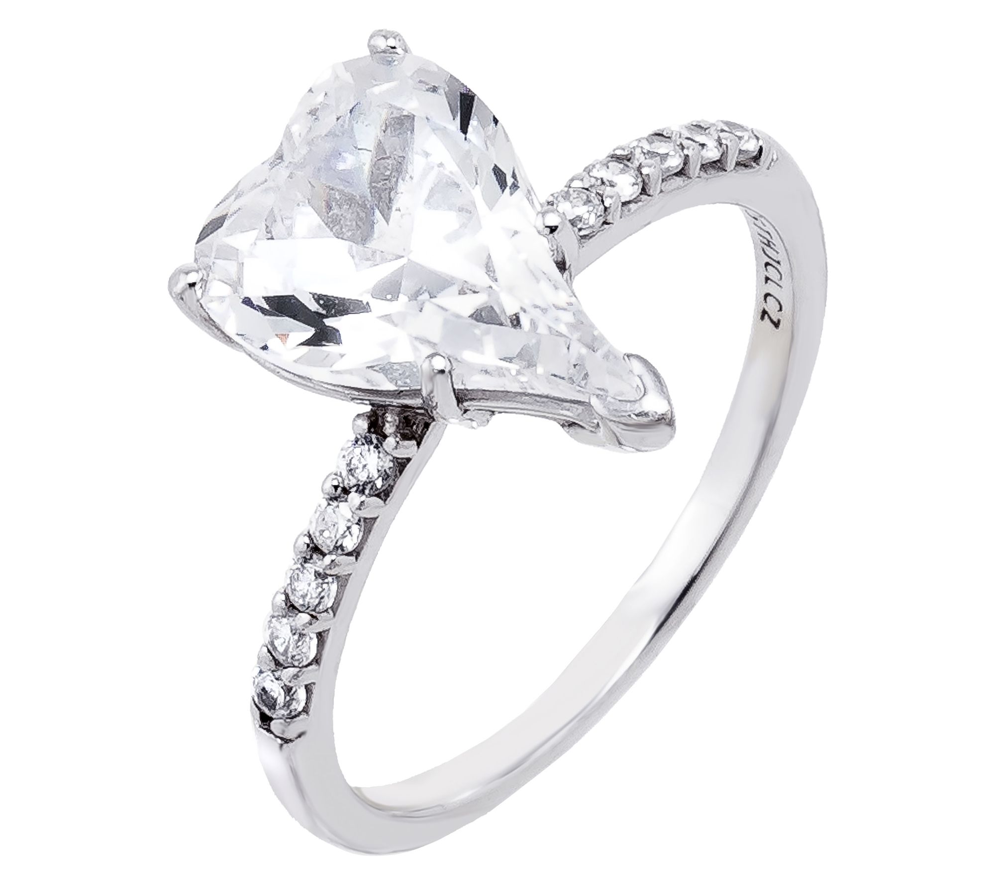 Diamonique X Jennifer Miller Elongated Heart Ring, Sterling