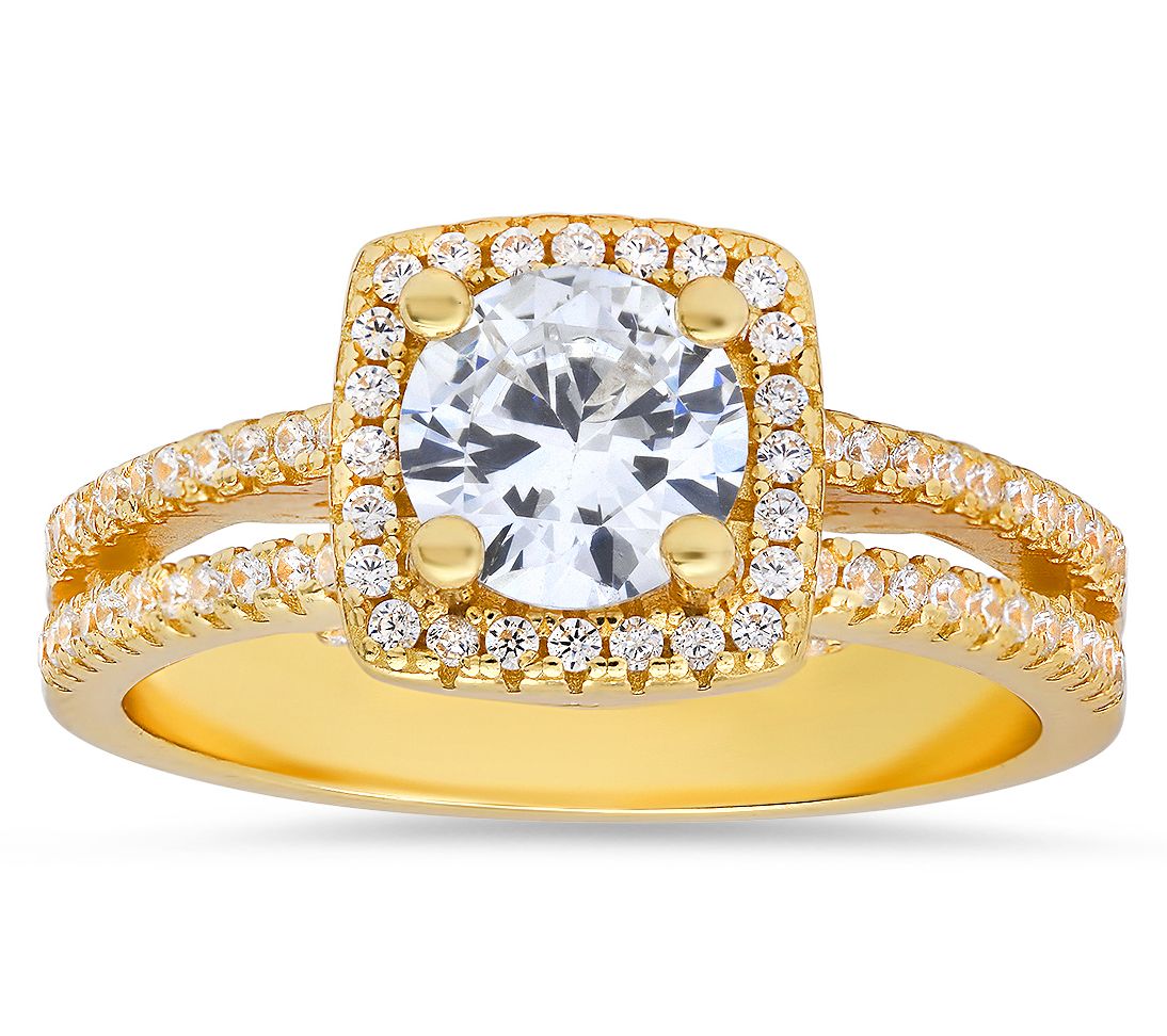 Diamonique 1.55 cttw Square Halo Ring, SterlingSilver