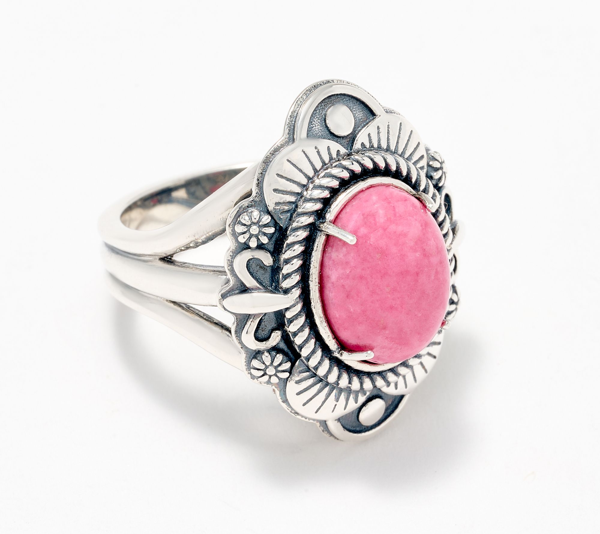American West Sterling Silver Scallop Oval Gemstone Ring