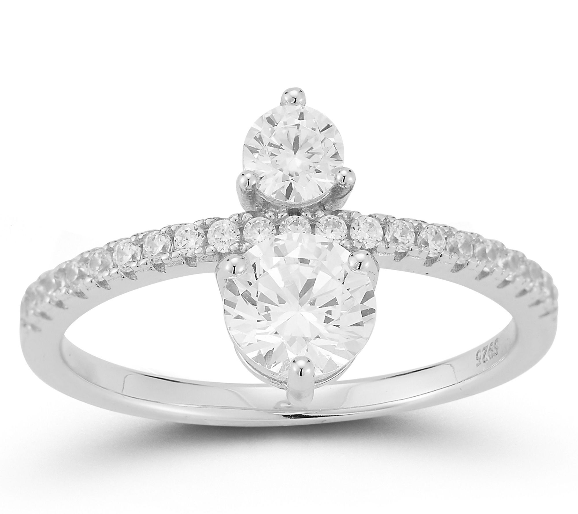 Rachel Zoe Double Center Design Pave Band Ring,Sterling