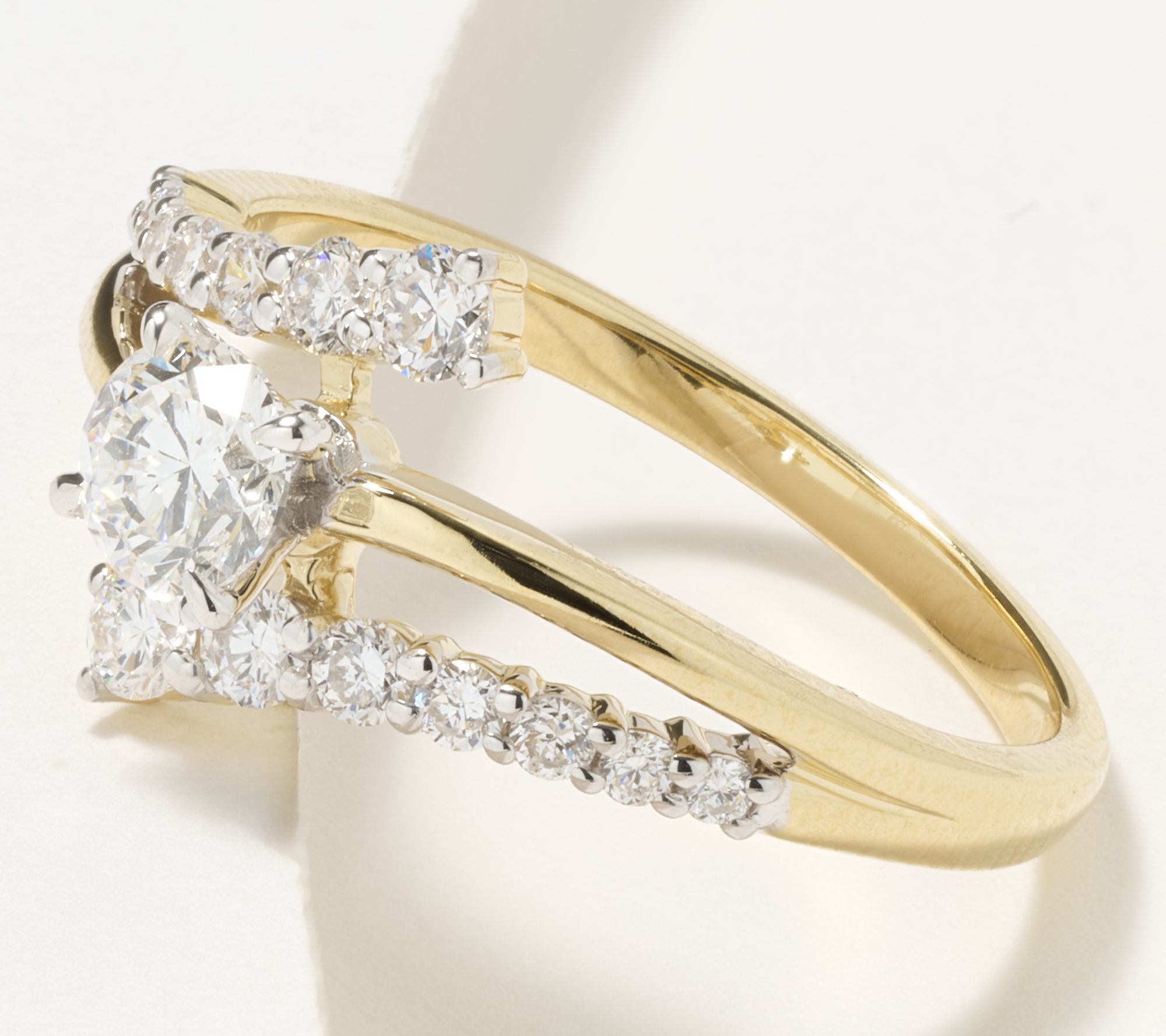 Fire Light Lab Grown Diamond 0.75 cttw Crossover Ring, 14K Gold