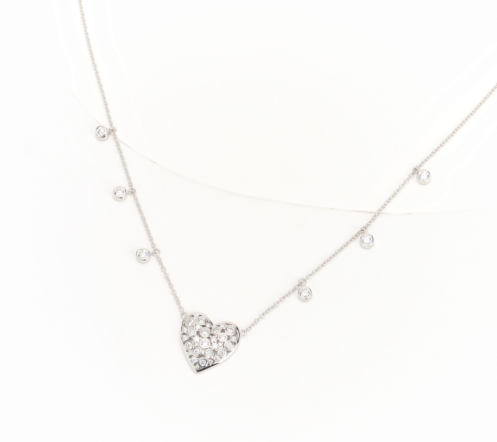 Diamonique x Kathy Levine Love-A-Lot Heart Necklace, Sterling Silver