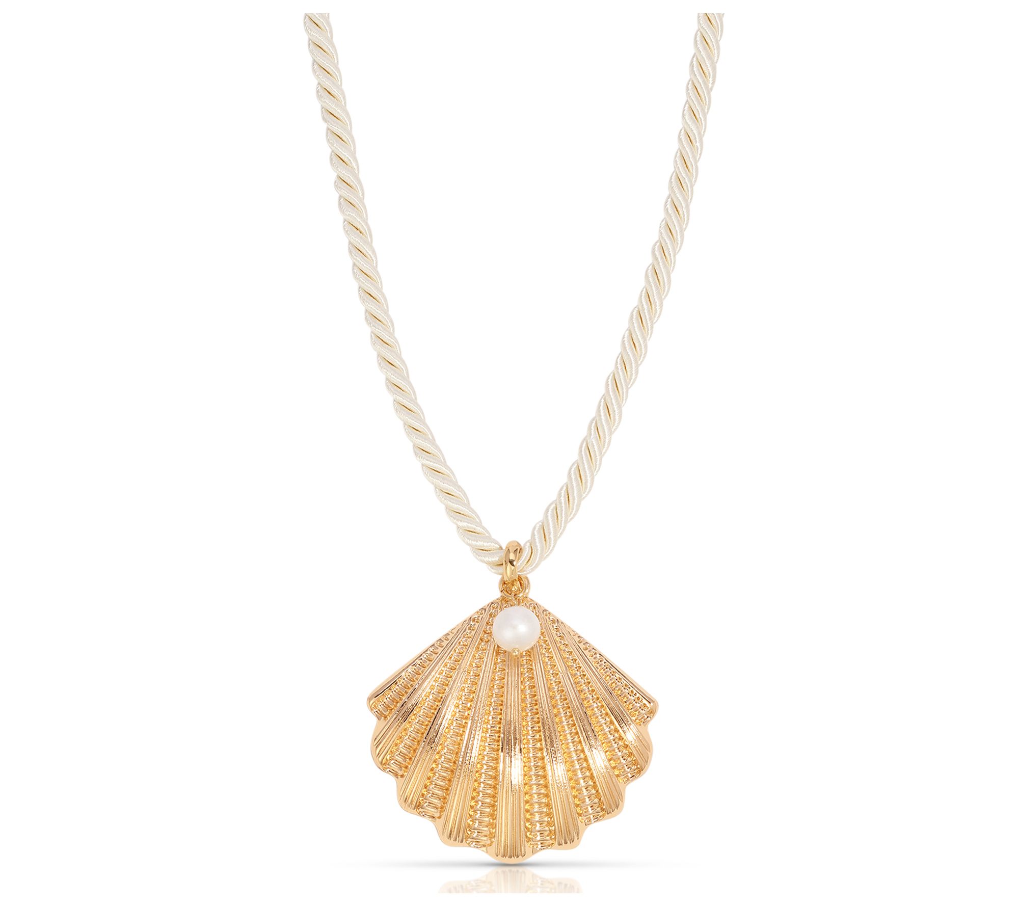 Ettika Cultured Pearl Scallop Shell Pendant w/Chain