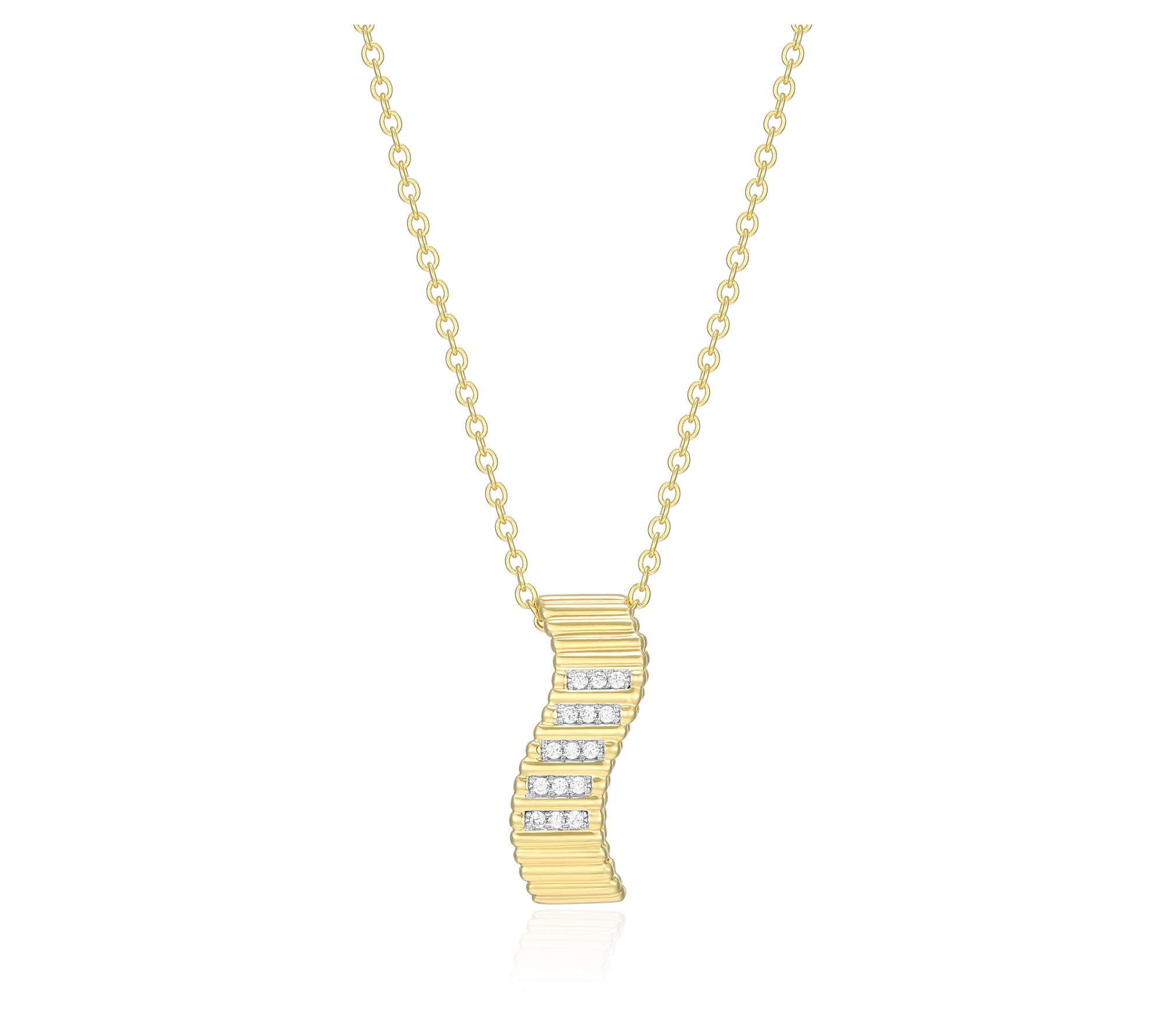 LuxLab Grown Diamond Wave Pendant w/ Chain, 18K  Plated