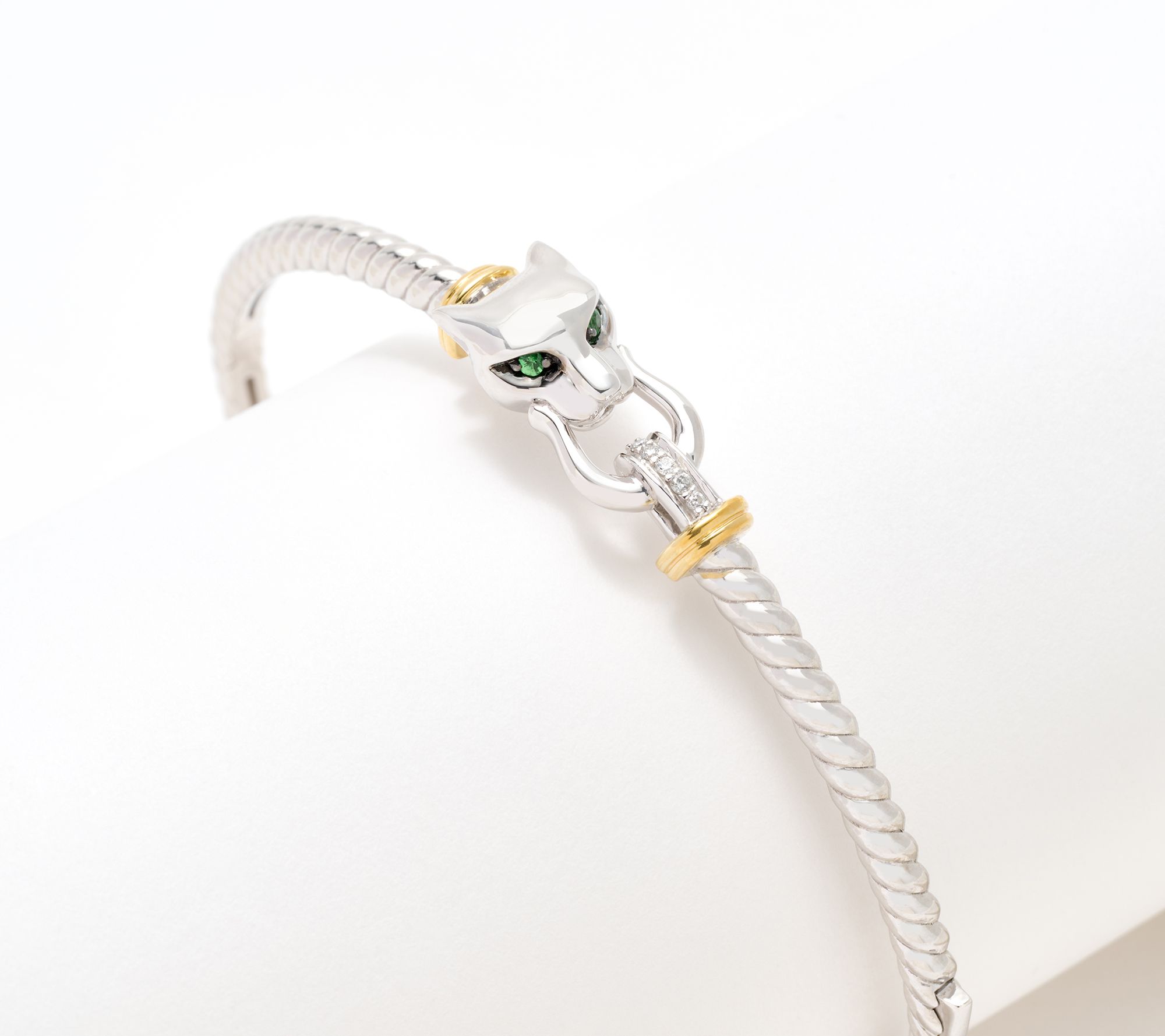 Effy Sterling Silver Diamond Tsavorite Bangle