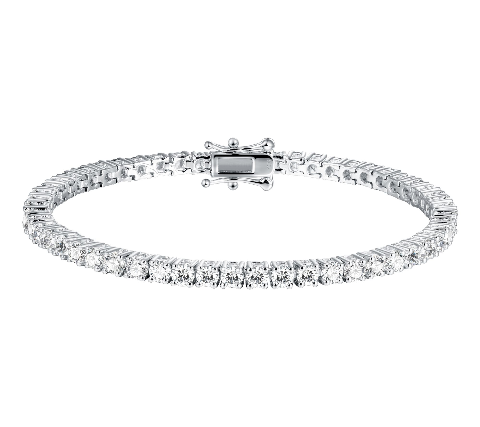 Moissanite Luxe Round Cut Tennis Bracelet. Sterling Silver