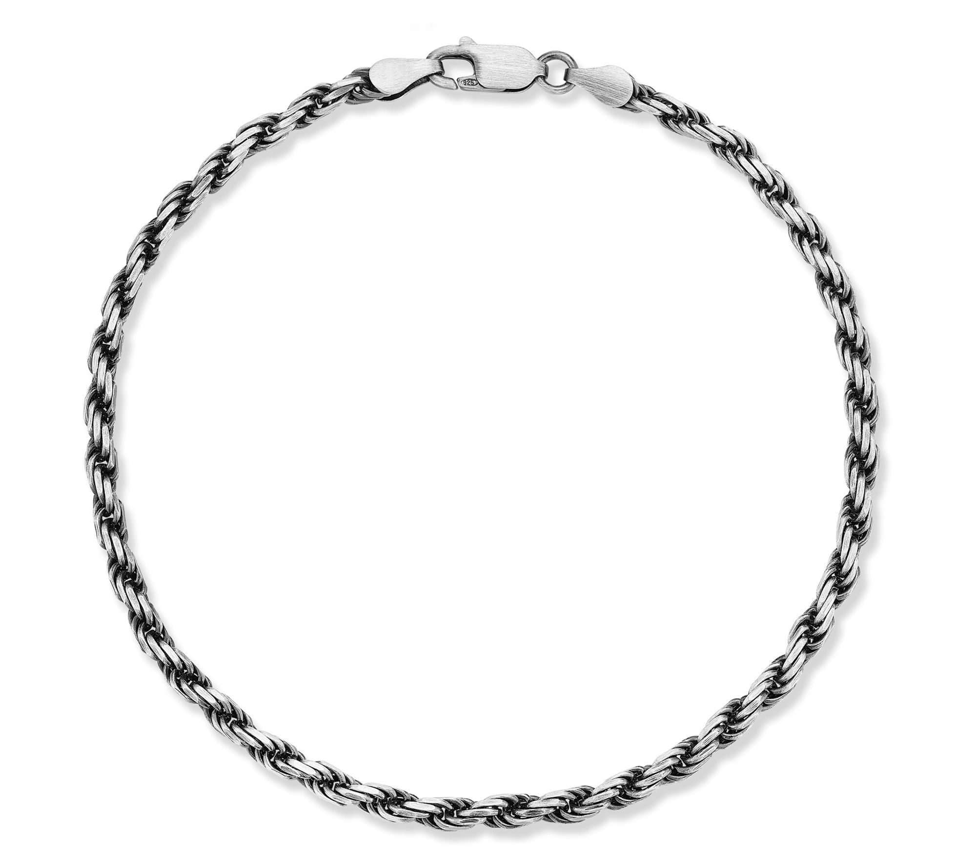 Italian Silver Men's 8-1/2" 3MM Rope Bracelet,Sterling