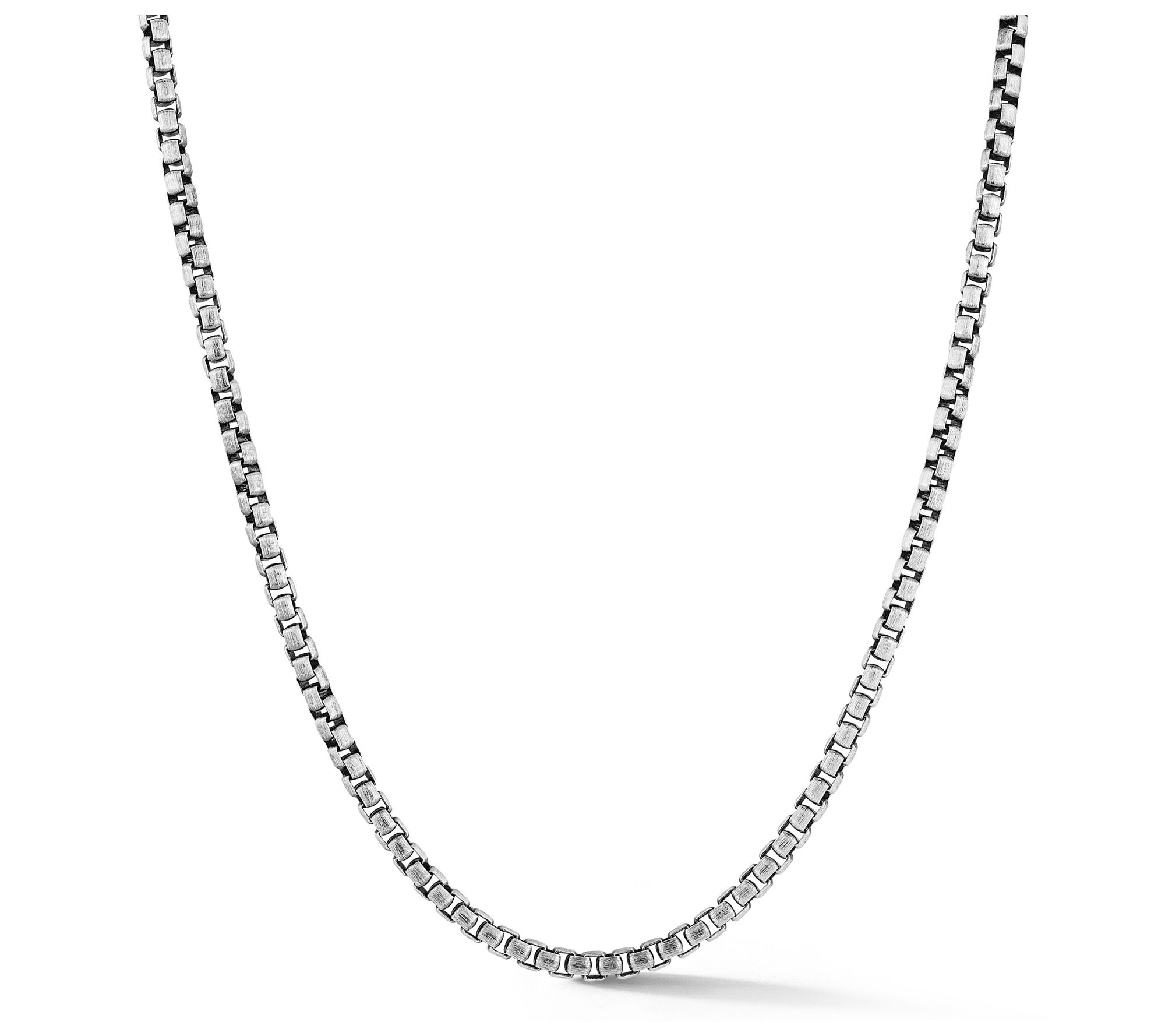 Italian Silver Men's 20" Oxidized Round Box Necklace, Sterling