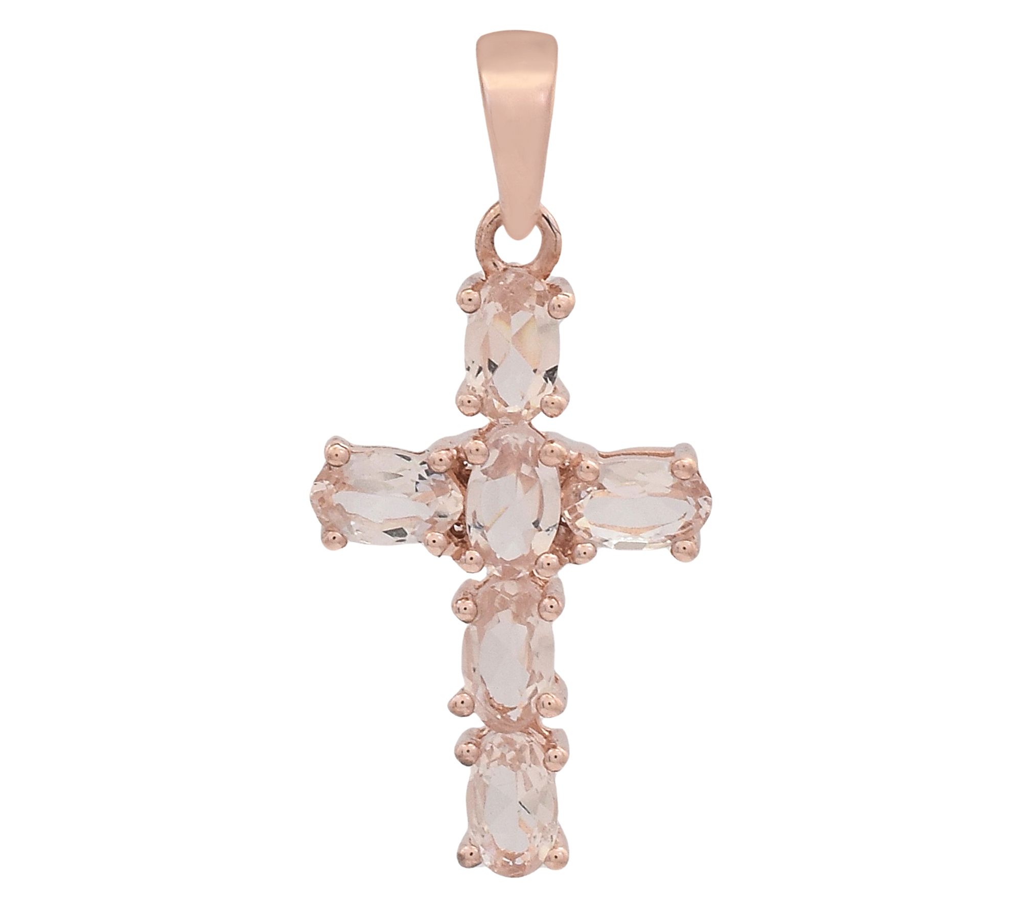Affinity Gems Morganite Cross Pendant, 14K RoseGold Plated