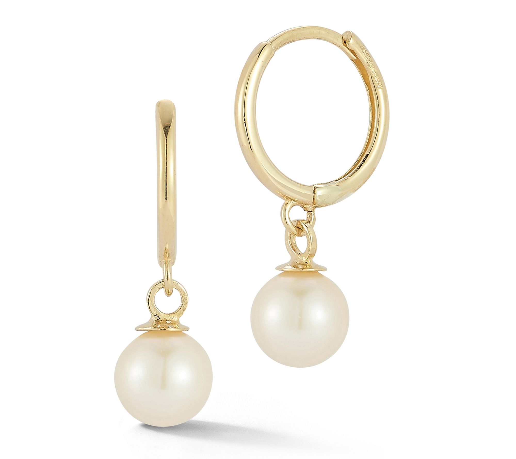 Luminosa Gold Cultured Pearl Charm Hoop Earrings, 14K