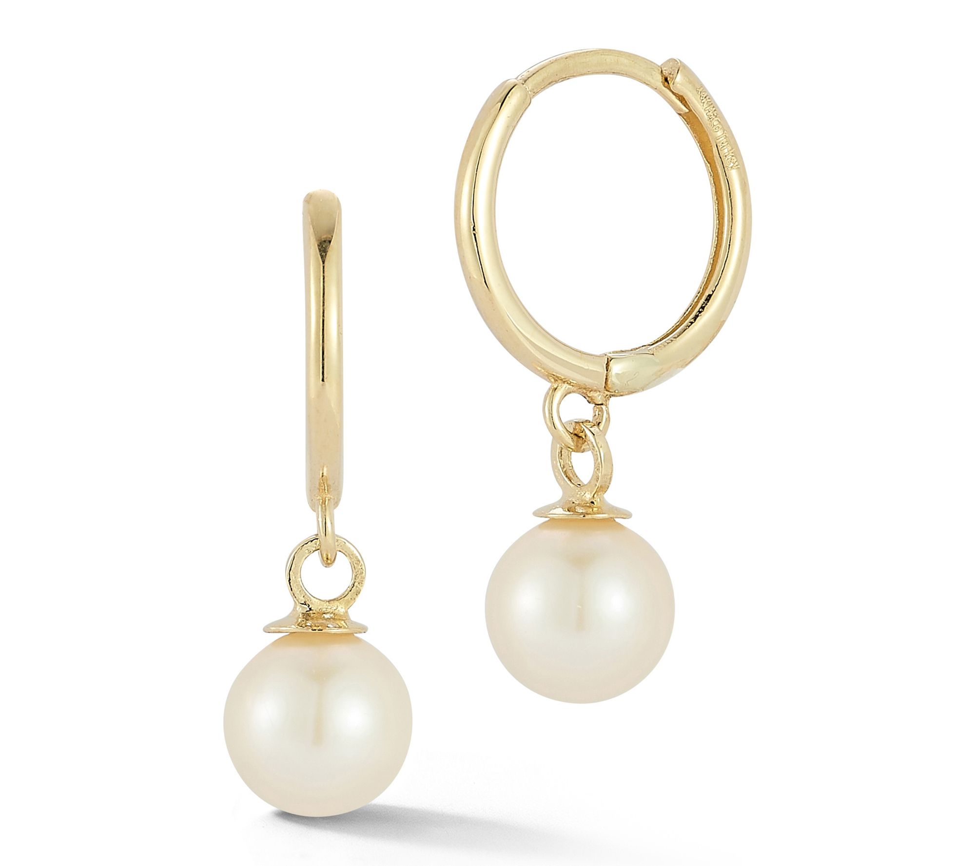 Luminosa Gold Cultured Pearl Charm Hoop Earrings, 14K