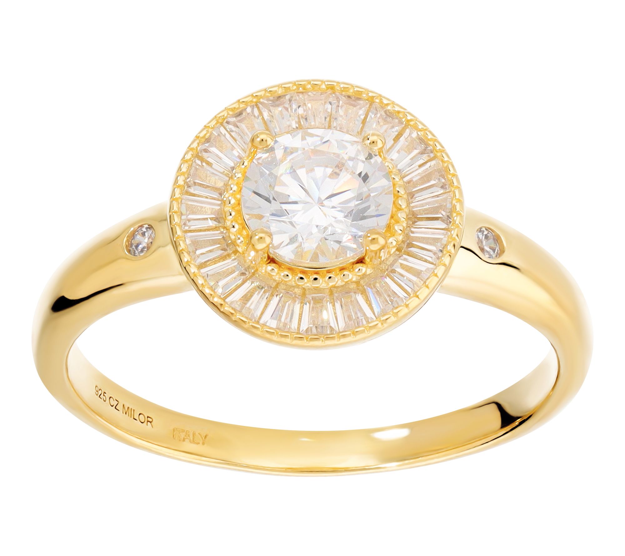 Diamonique Baguette Halo Ring, Sterling Silver