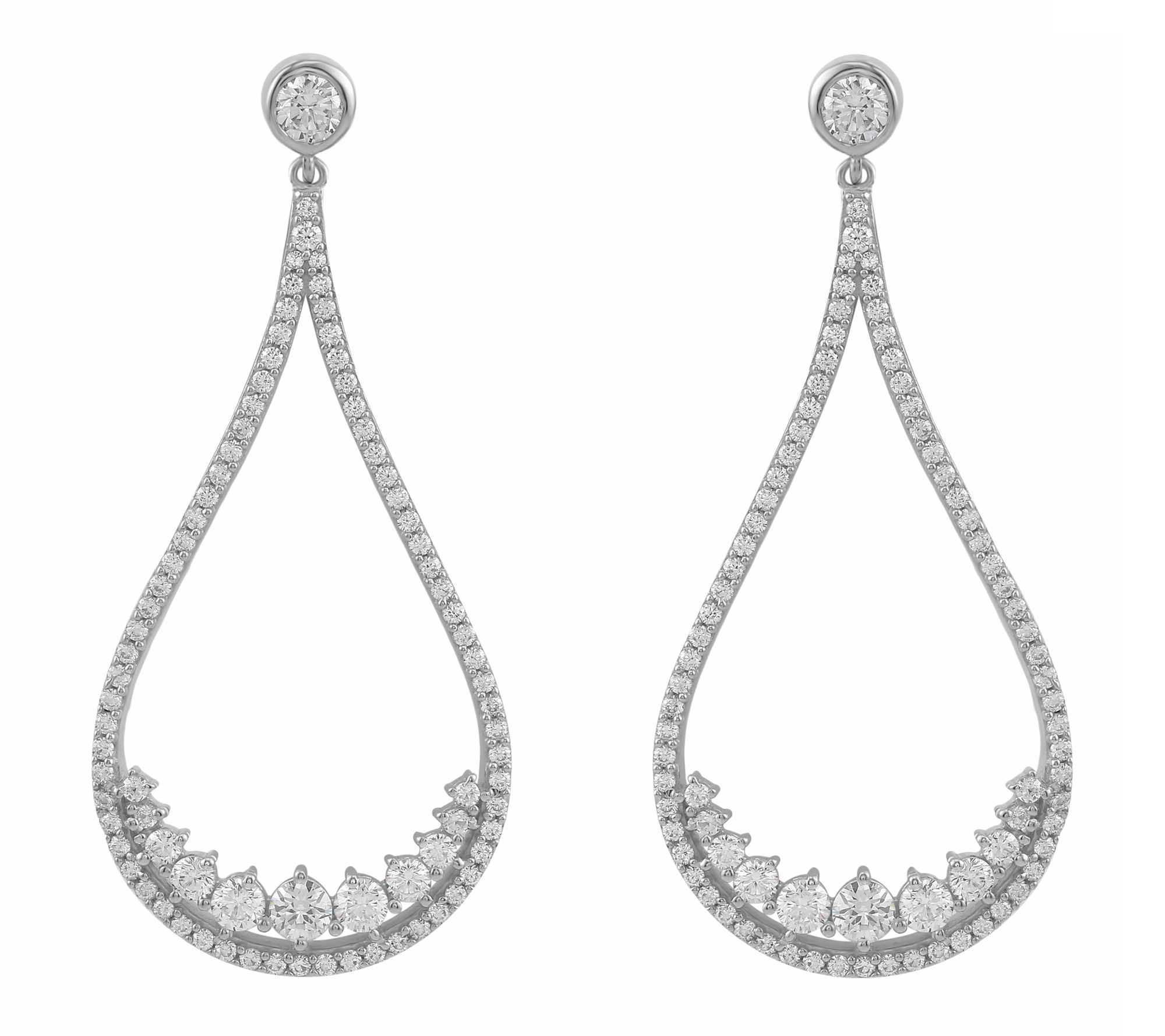 Diamonique x Kathy Levine Pear Drop Earrings, Sterling