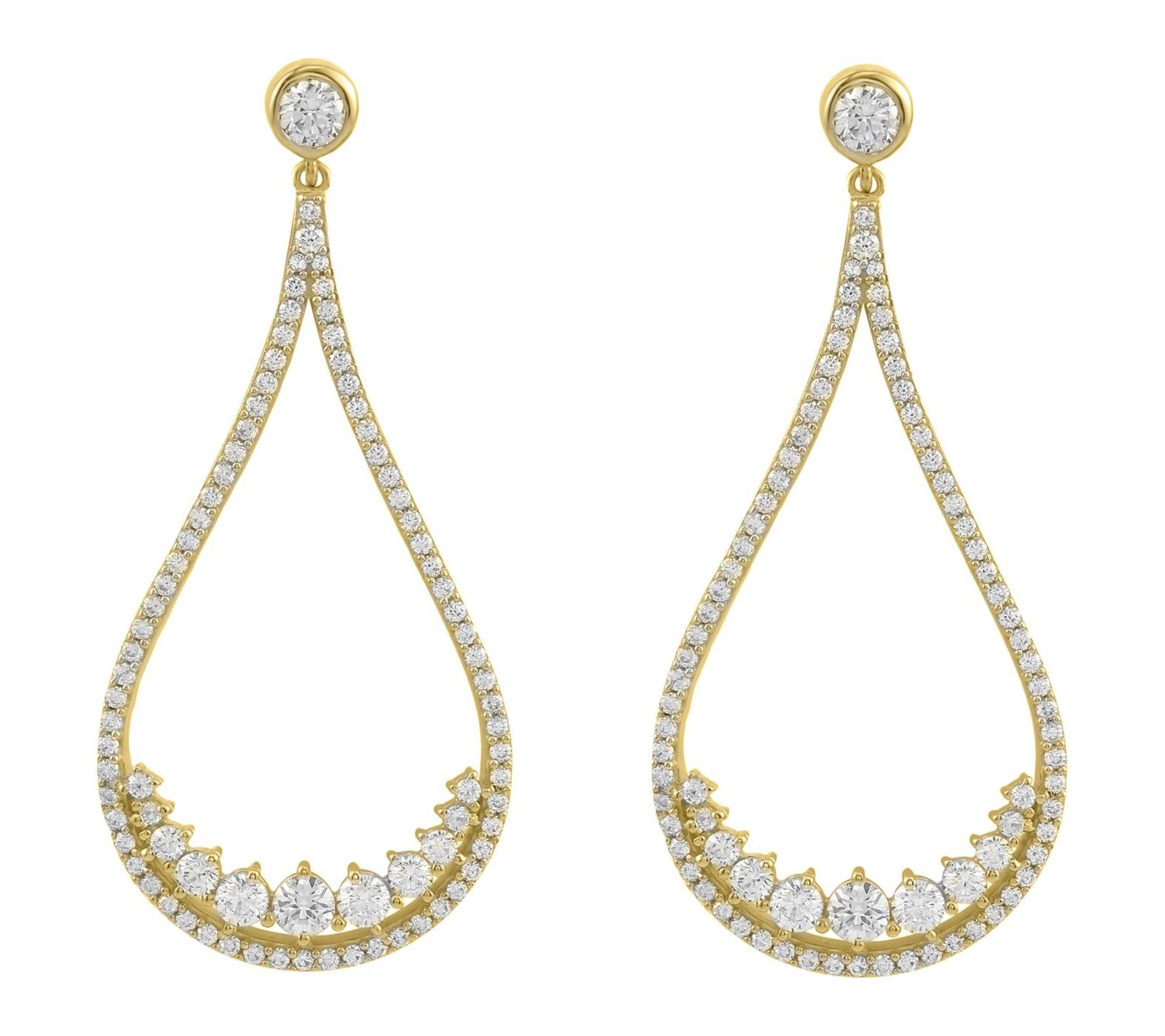 Diamonique x Kathy Levine Pear Drop Earrings, Sterling