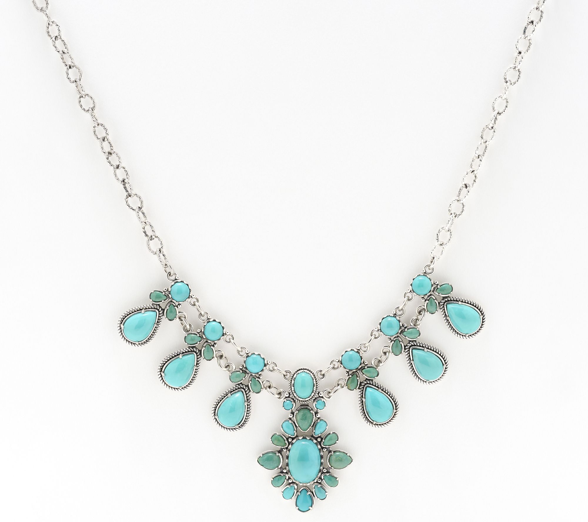 American West Sterling Turquoise Cluster Necklace
