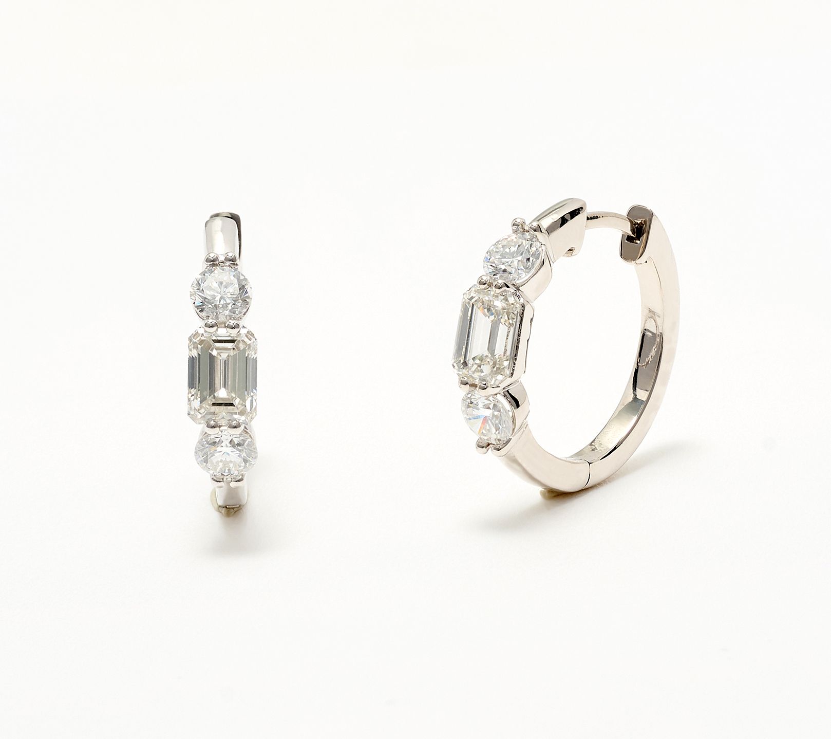 Fire Light Lab Grown Diamond 2.5 cttw Emerald Earring, Sterl