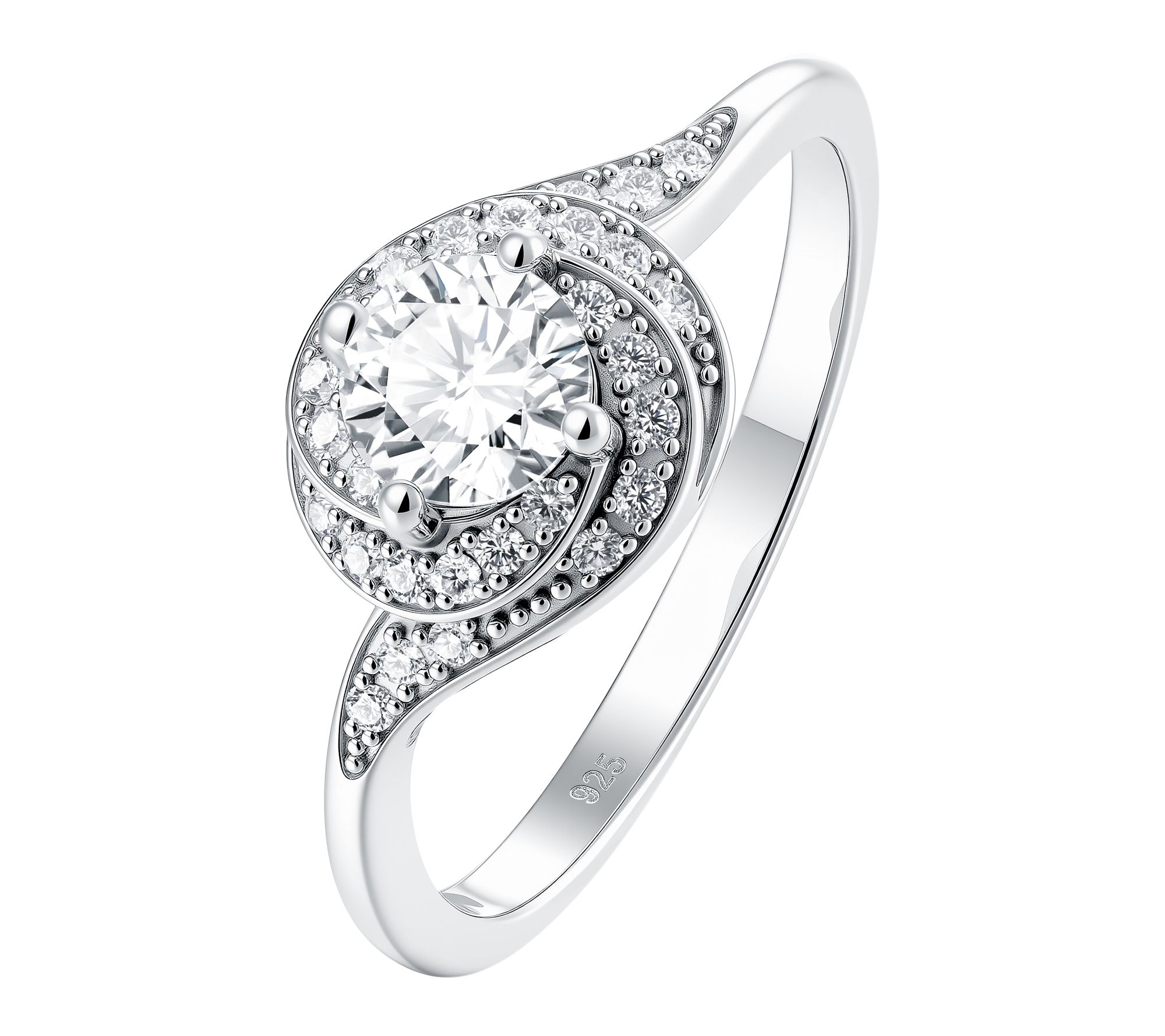 Moissanite Luxe 0.55 cttw Wrapped Halo Ring, Sterling Silver