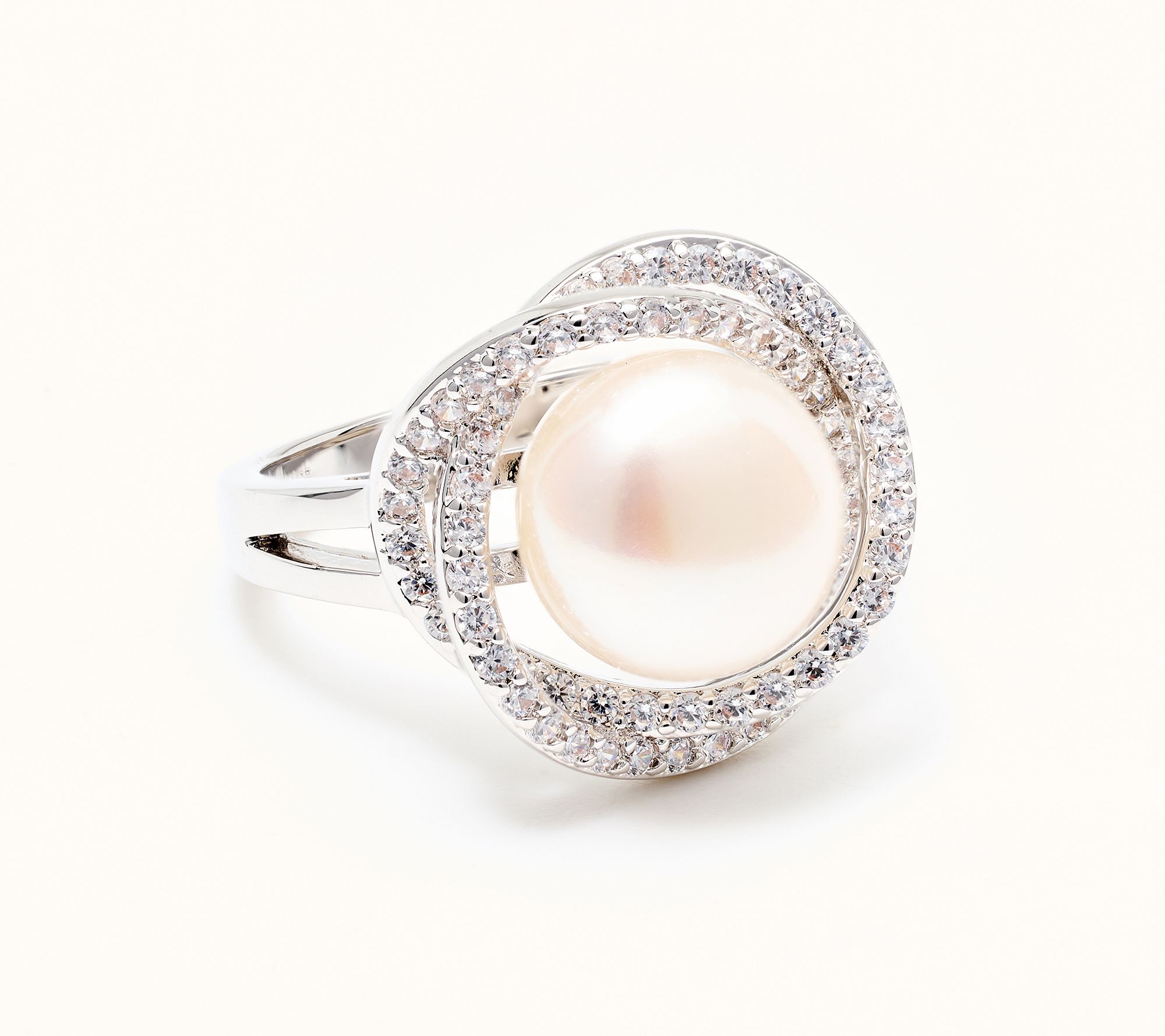 Honora Cultured Pearl Cross Over Center Pearl Ring, Bronze