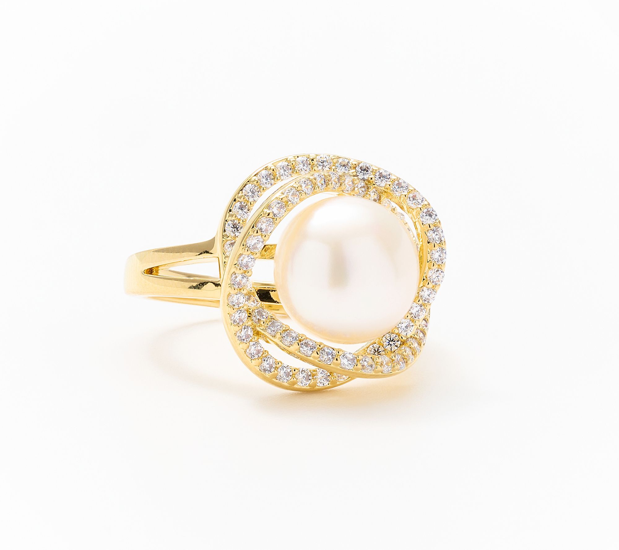 Honora Cultured Pearl Cross Over Center Pearl Ring, Bronze