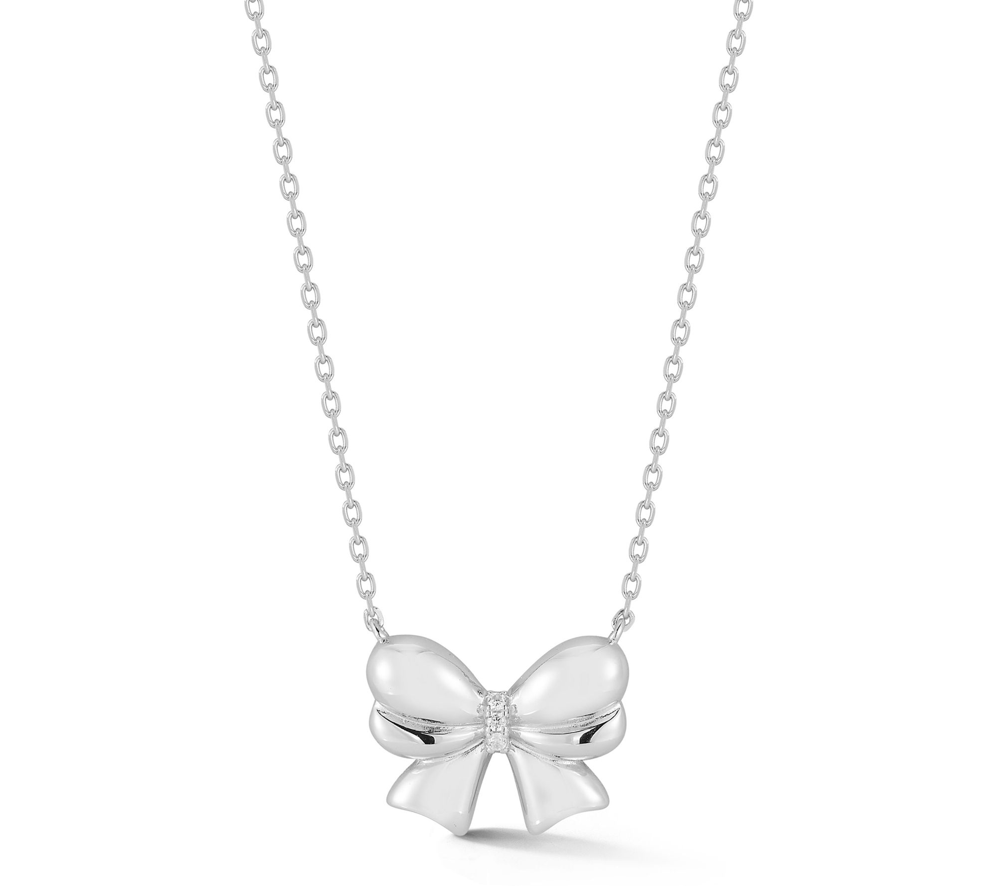 Rachel Zoe Puffed Bow Pendant w/ Chain, Sterling